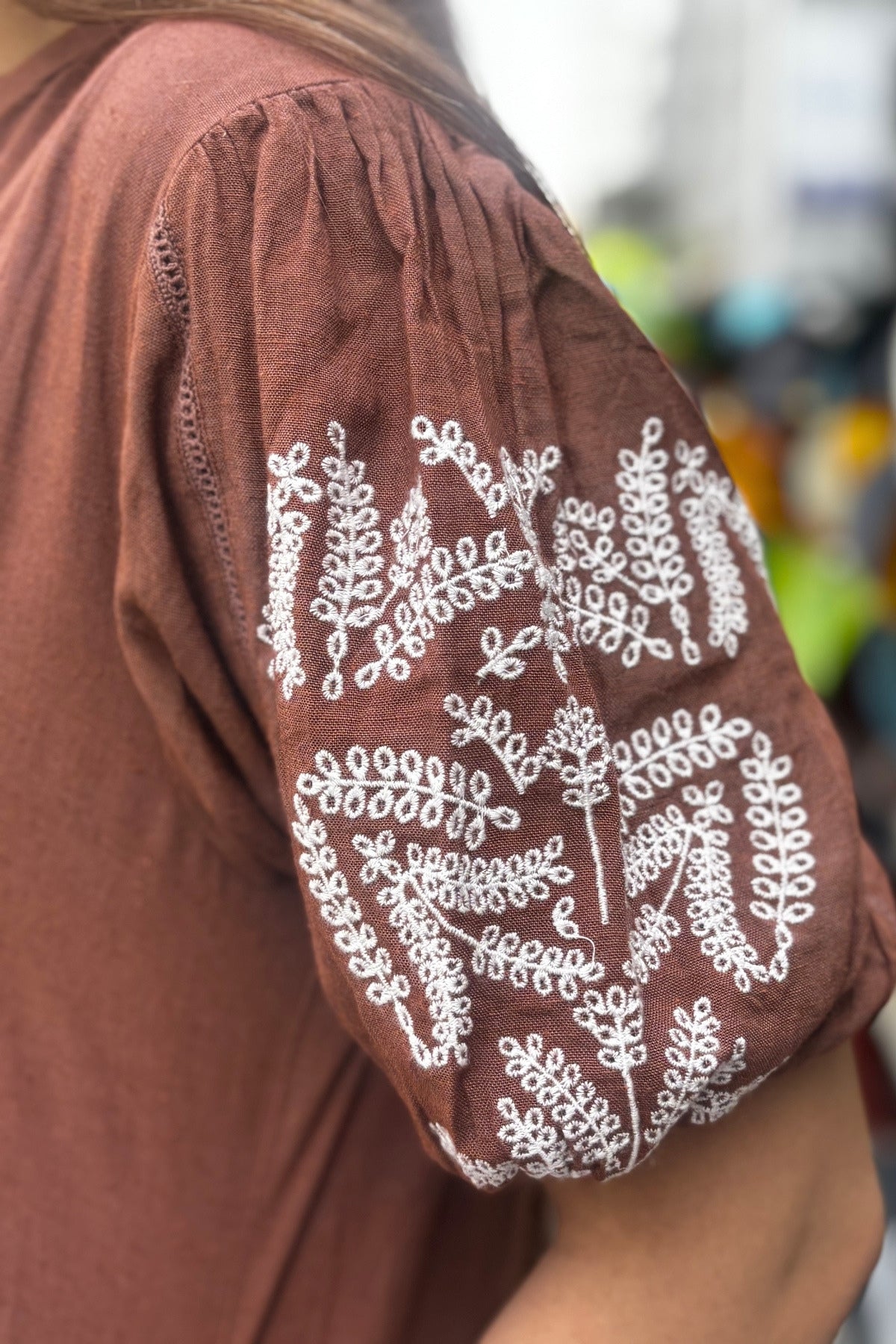 Mocha Brown Embroidered Cotton Kurta with Pants