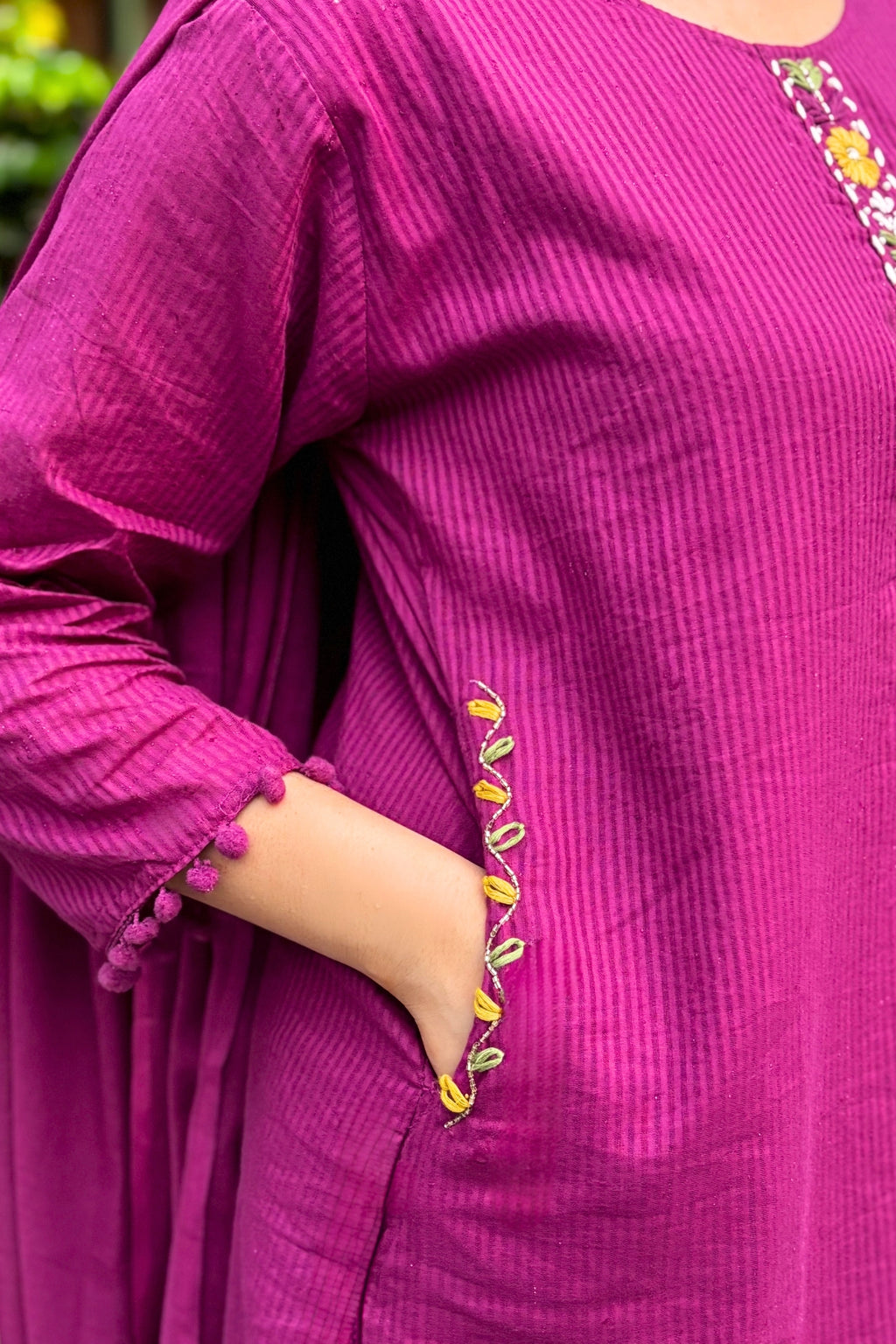 Royal Plum Embroidered Cotton Suit Set