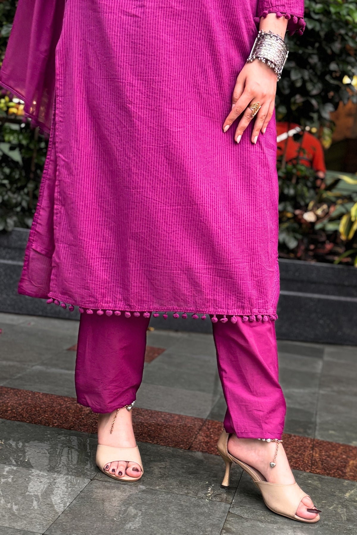 Royal Plum Embroidered Cotton Suit Set