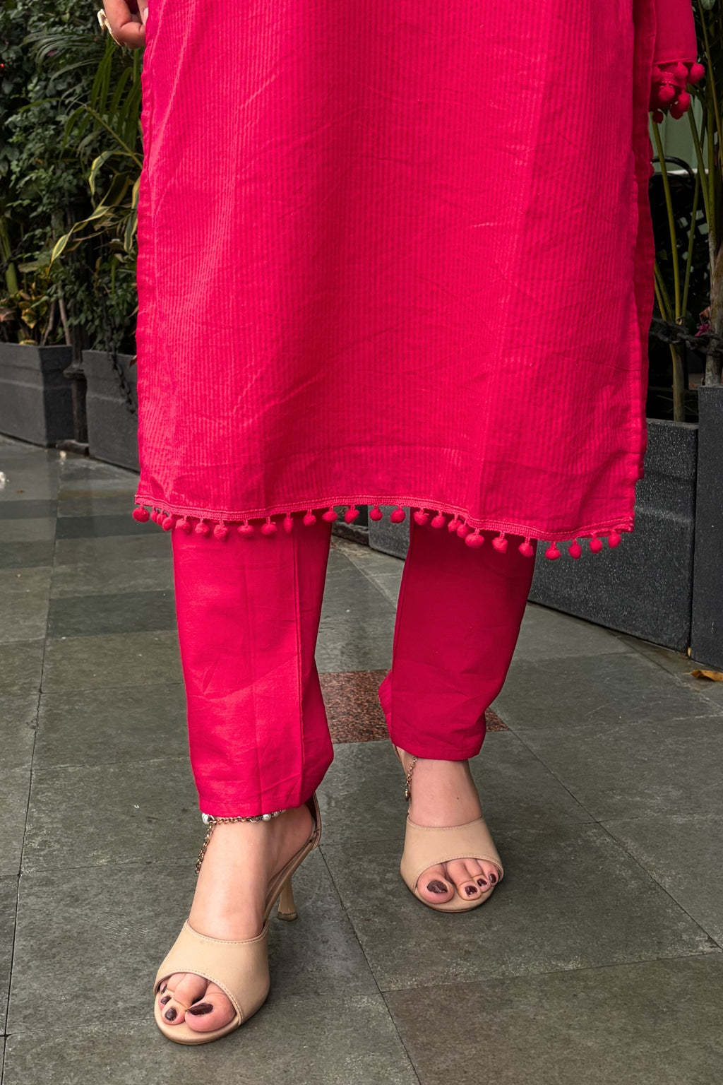 Rani Pink Embroidered Cotton Suit Set