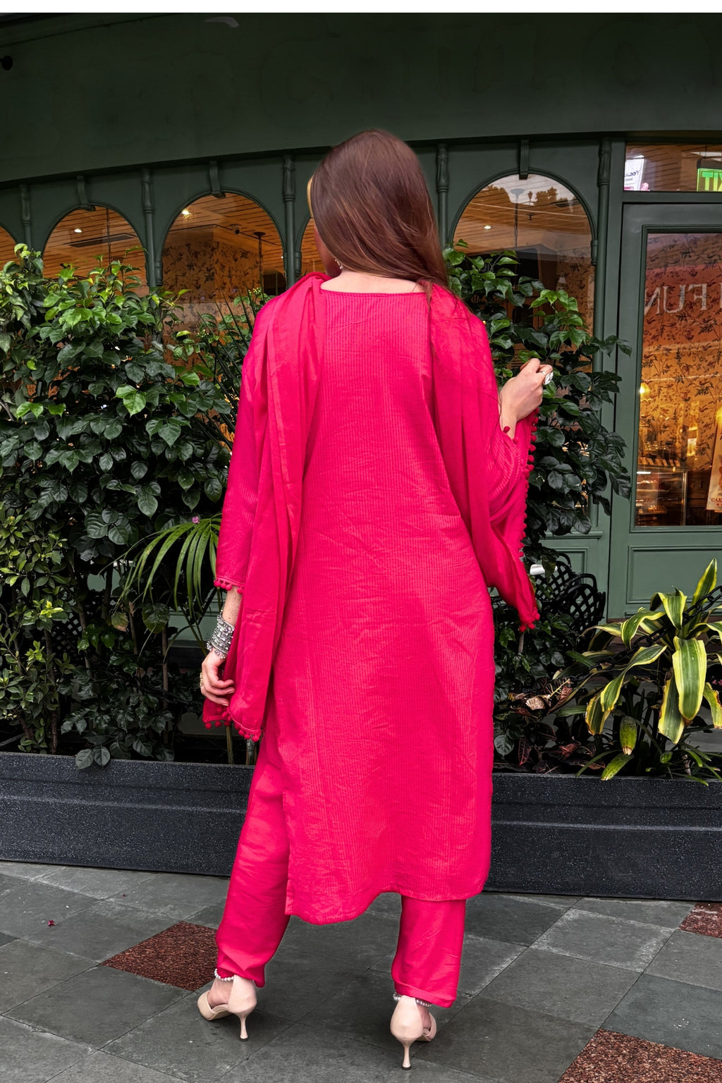 Rani Pink Embroidered Cotton Suit Set
