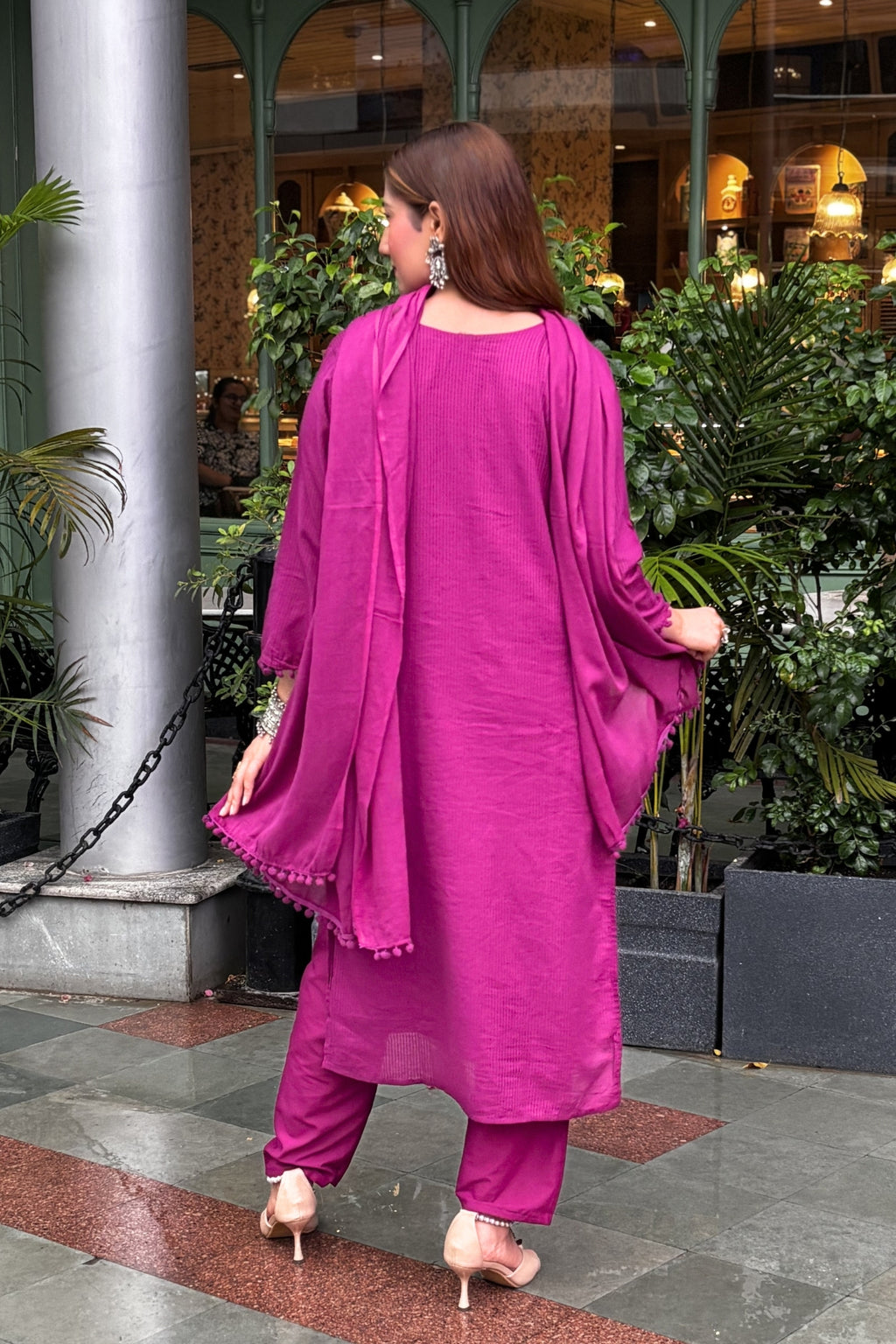Royal Plum Embroidered Cotton Suit Set
