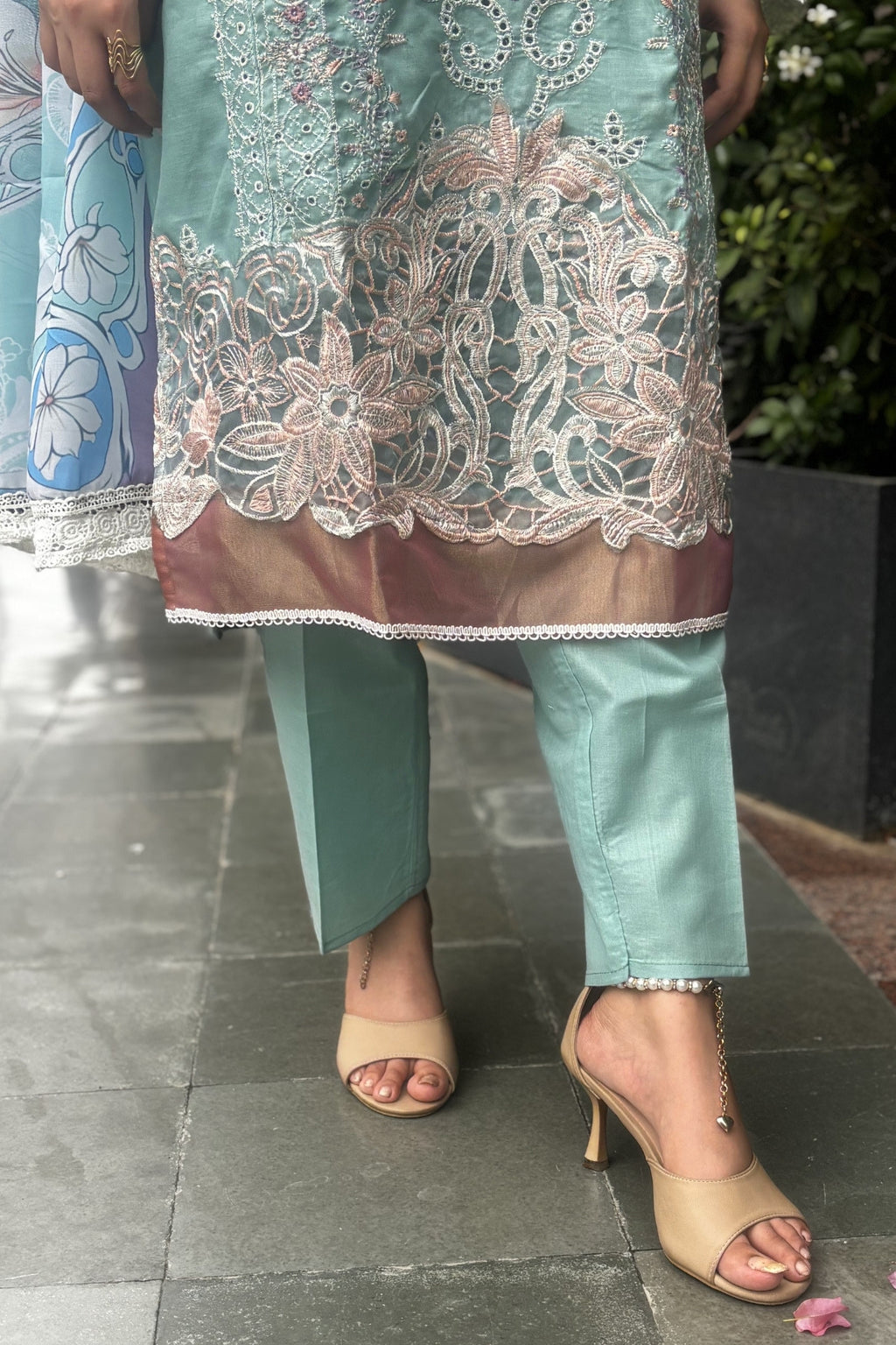 Gulrukh - Aqua Mint Lawn Suit Set