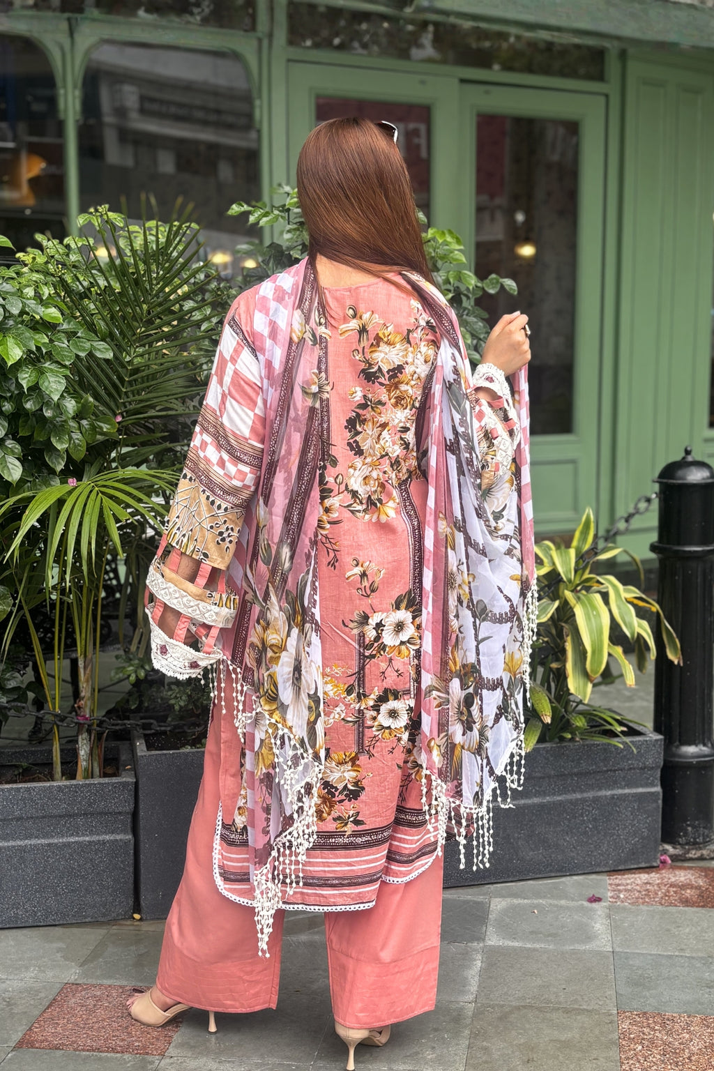 Arezia Peach Lawn Kurta with Farshi Salwar Set