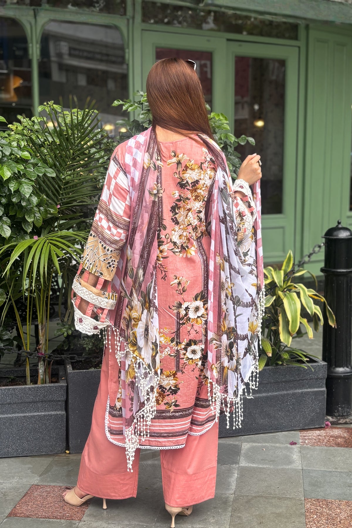 Arezia Peach Lawn Kurta with Farshi Salwar Set