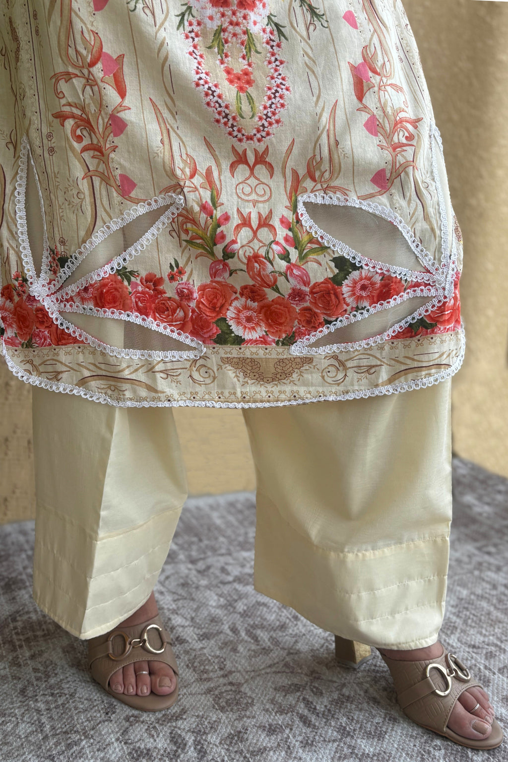 Arezia Cream Lawn Kurta with Farshi Salwar Set
