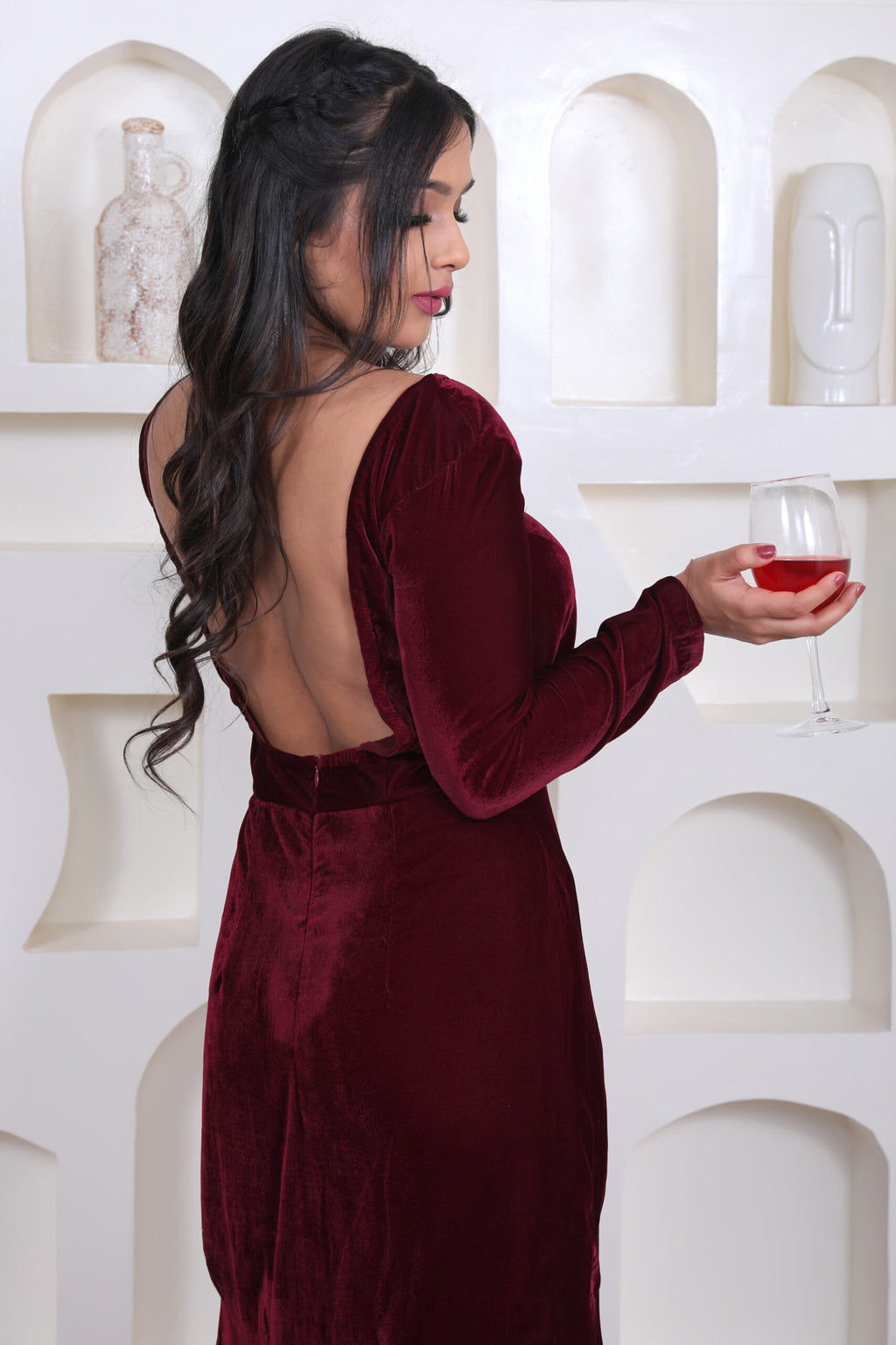 Crimson Velvet Gown