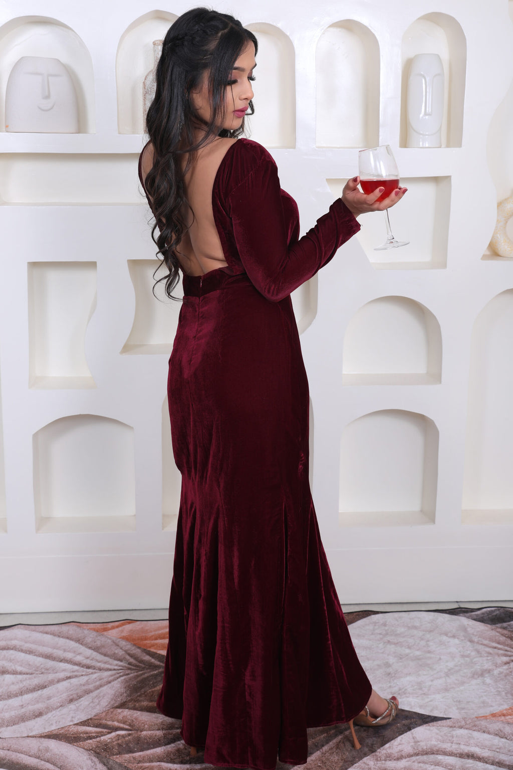 Crimson Velvet Gown