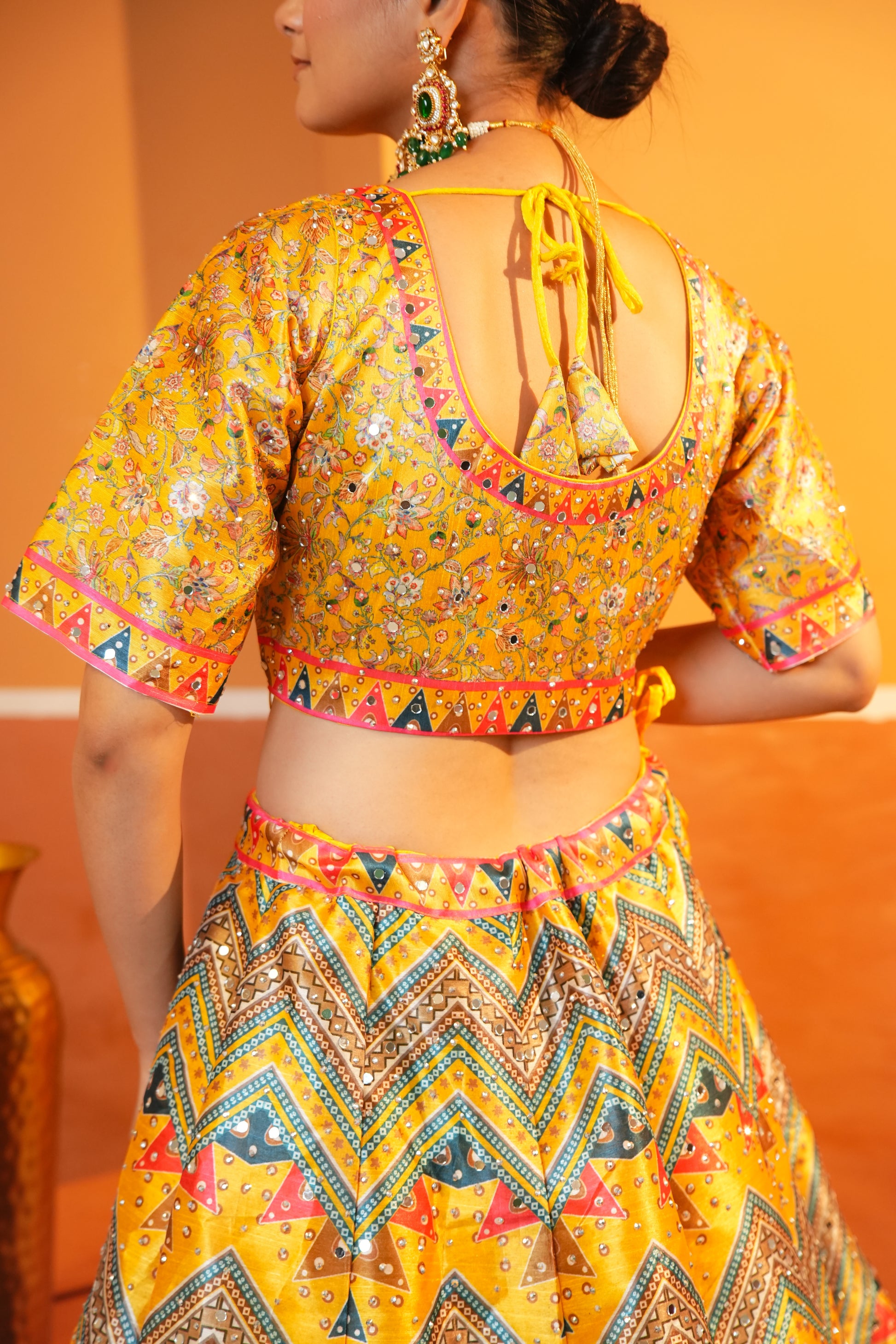 Regal Radiance Mustard Yellow Butter Silk Lehenga Set