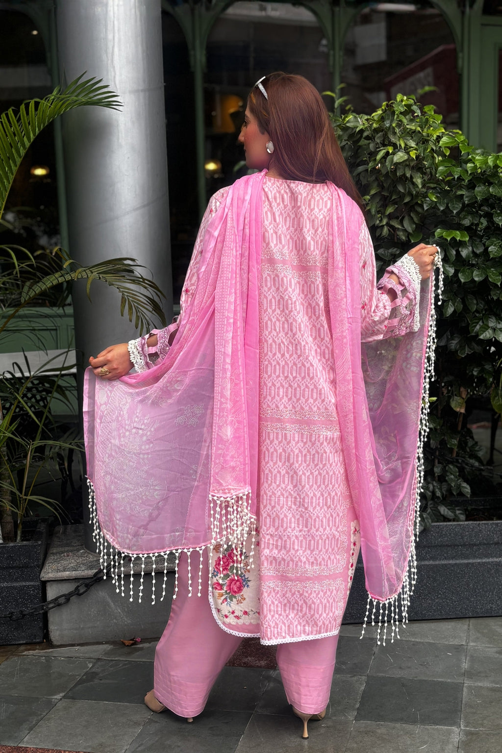 Arezia Blush Pink Lawn Kurta with Farshi Salwar Set