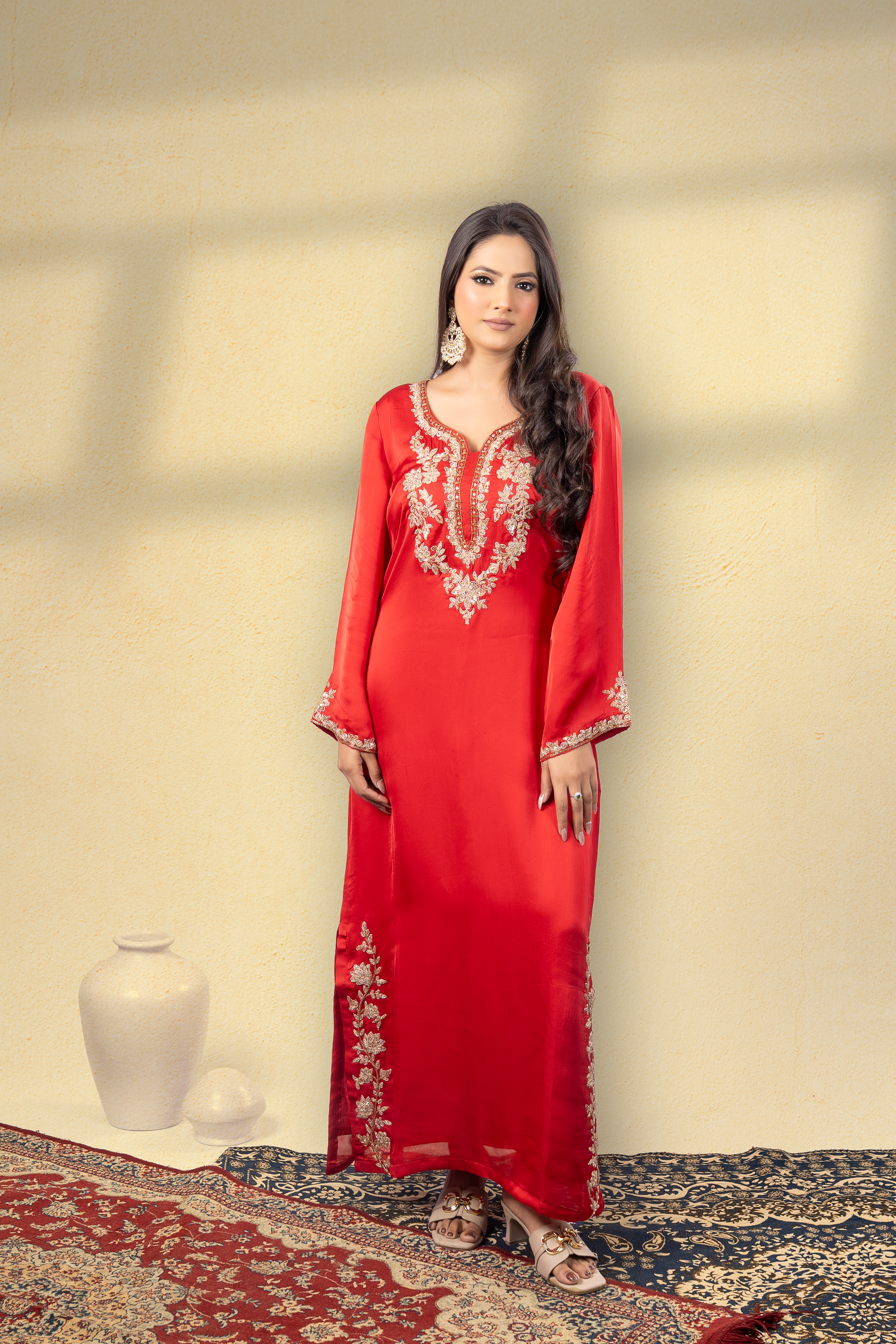 Sindhura Embroidered Mughal Kaftan