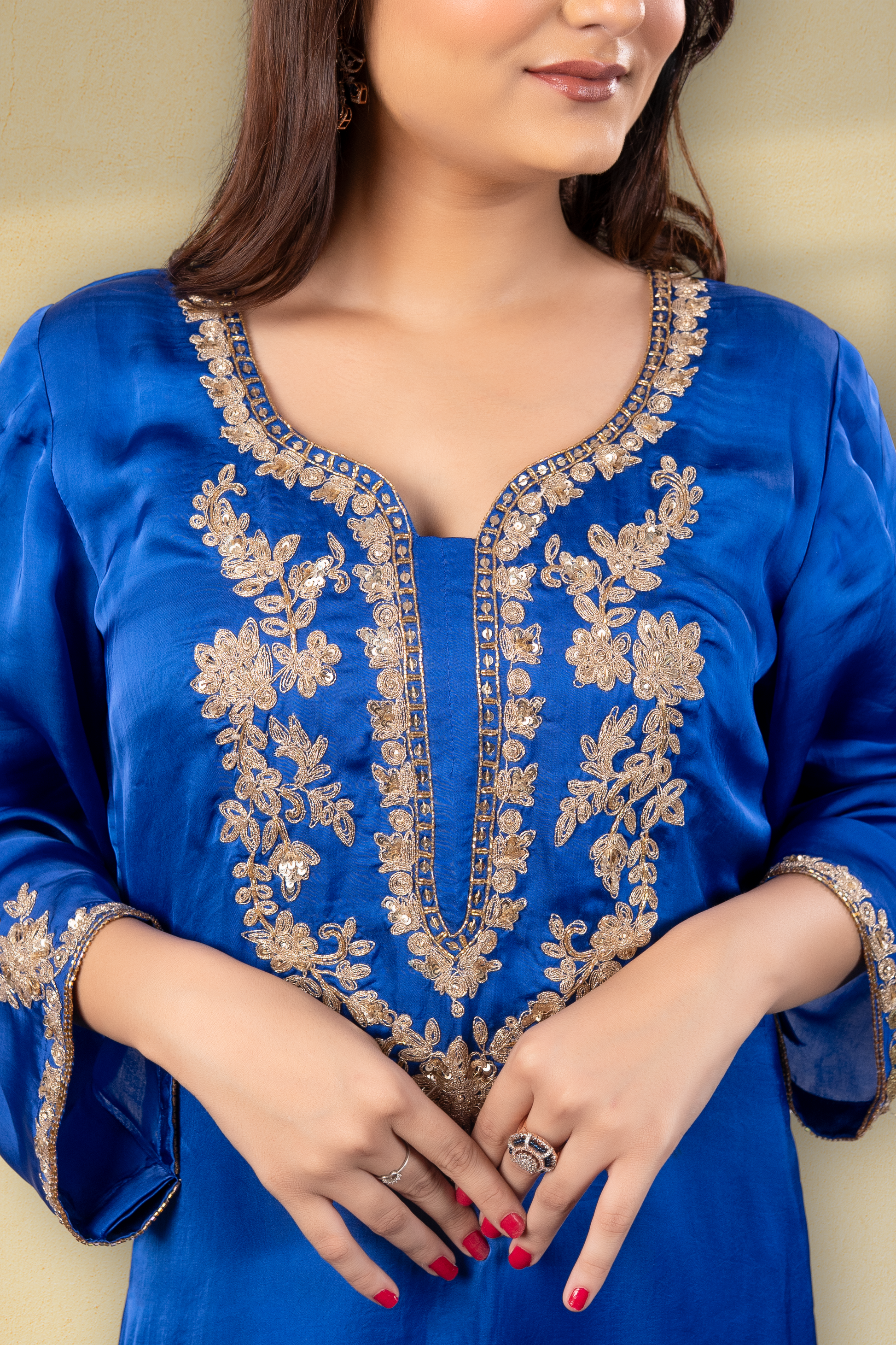 Imperial Blue Embroidered Mughal Kaftan