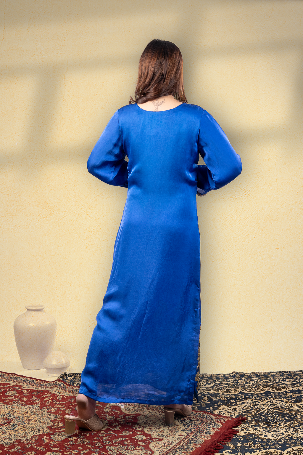 Imperial Blue Embroidered Mughal Kaftan