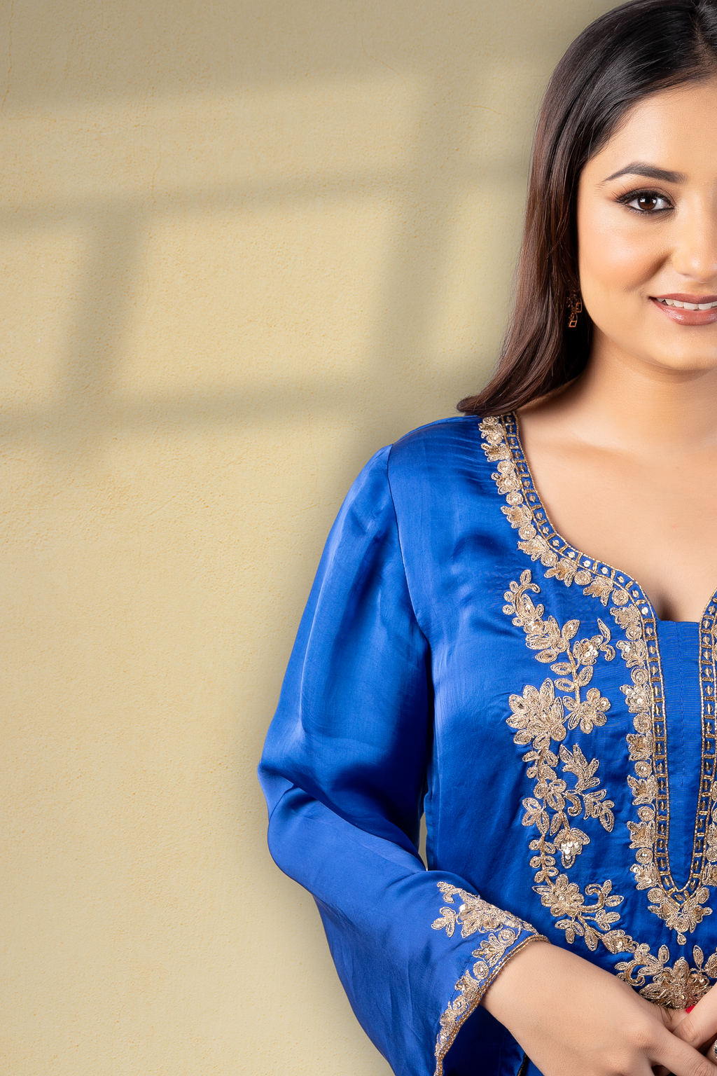 Imperial Blue Embroidered Mughal Kaftan