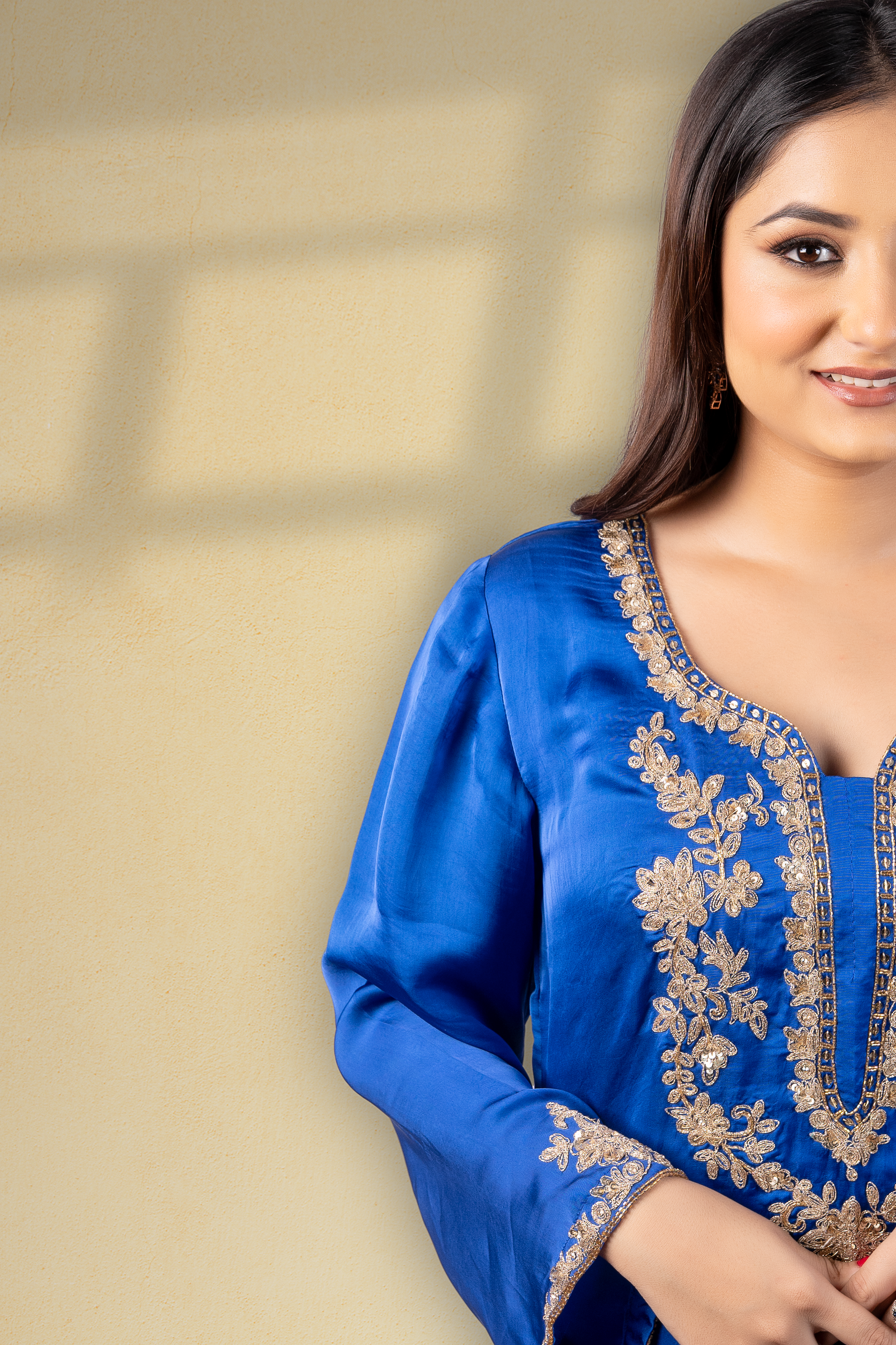 Imperial Blue Embroidered Mughal Kaftan