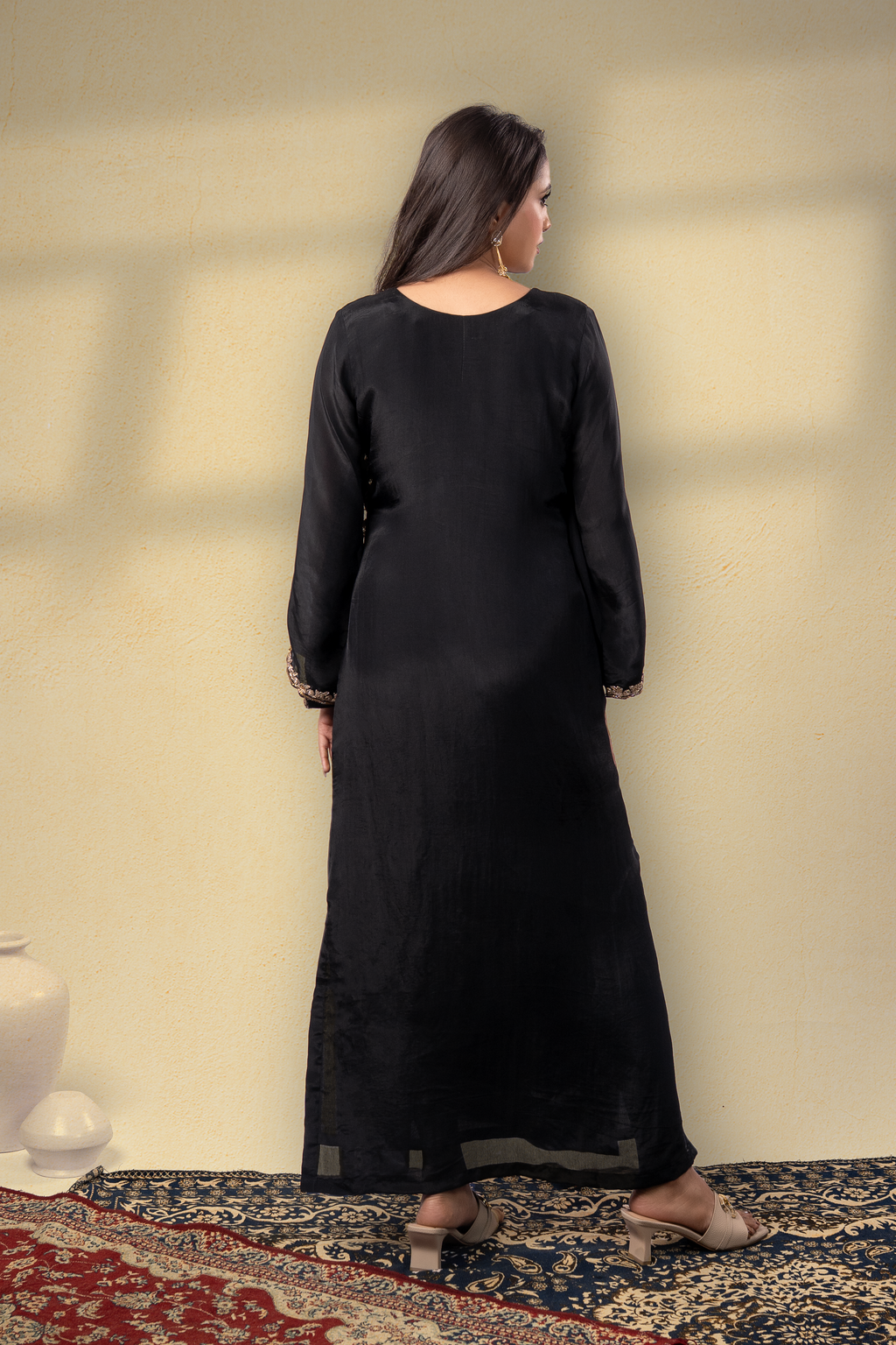 Midnight Embroidered Mughal Kaftan