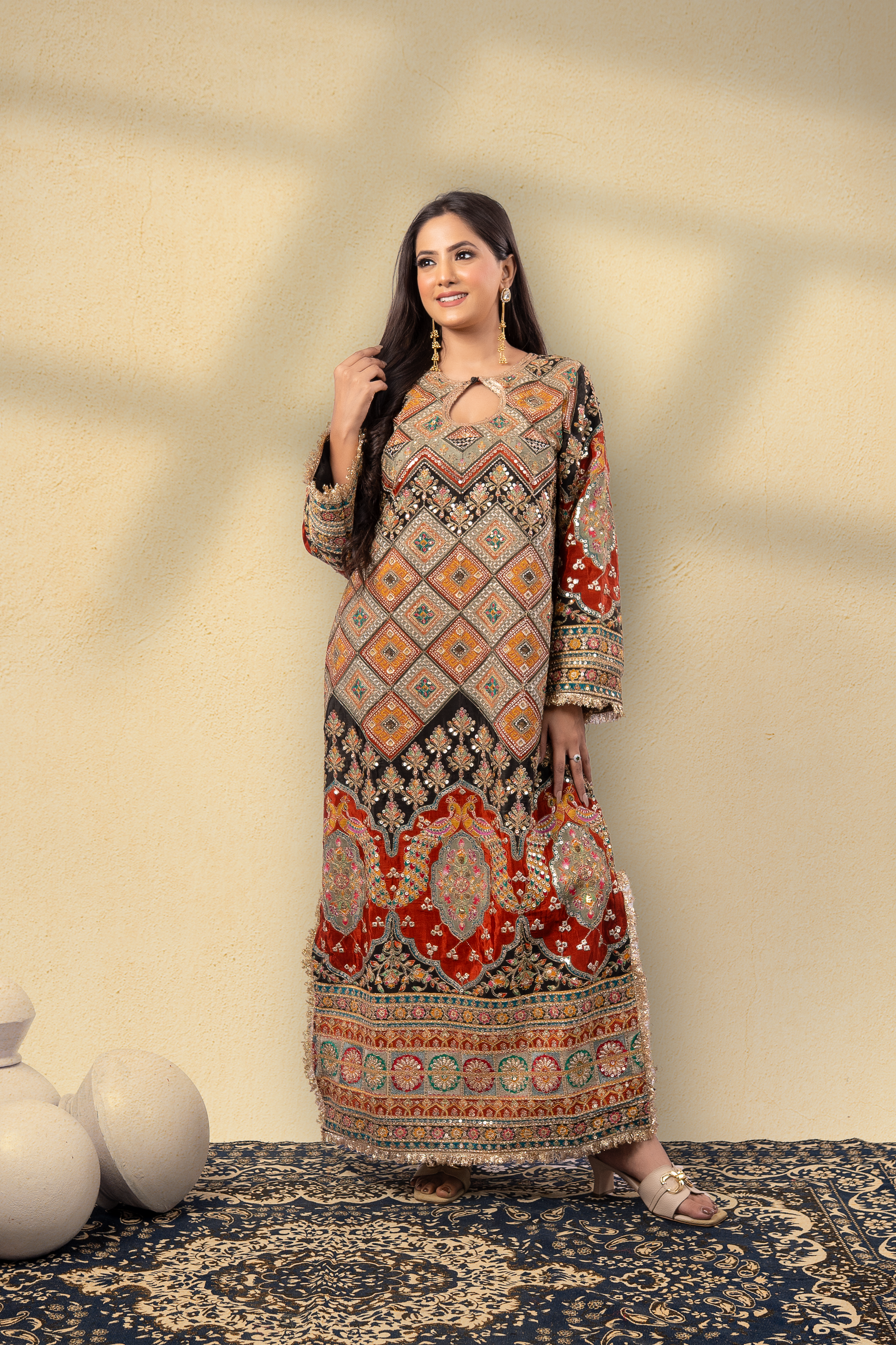 Noor-E-Siyah Position Printed Embroidered Kaftan