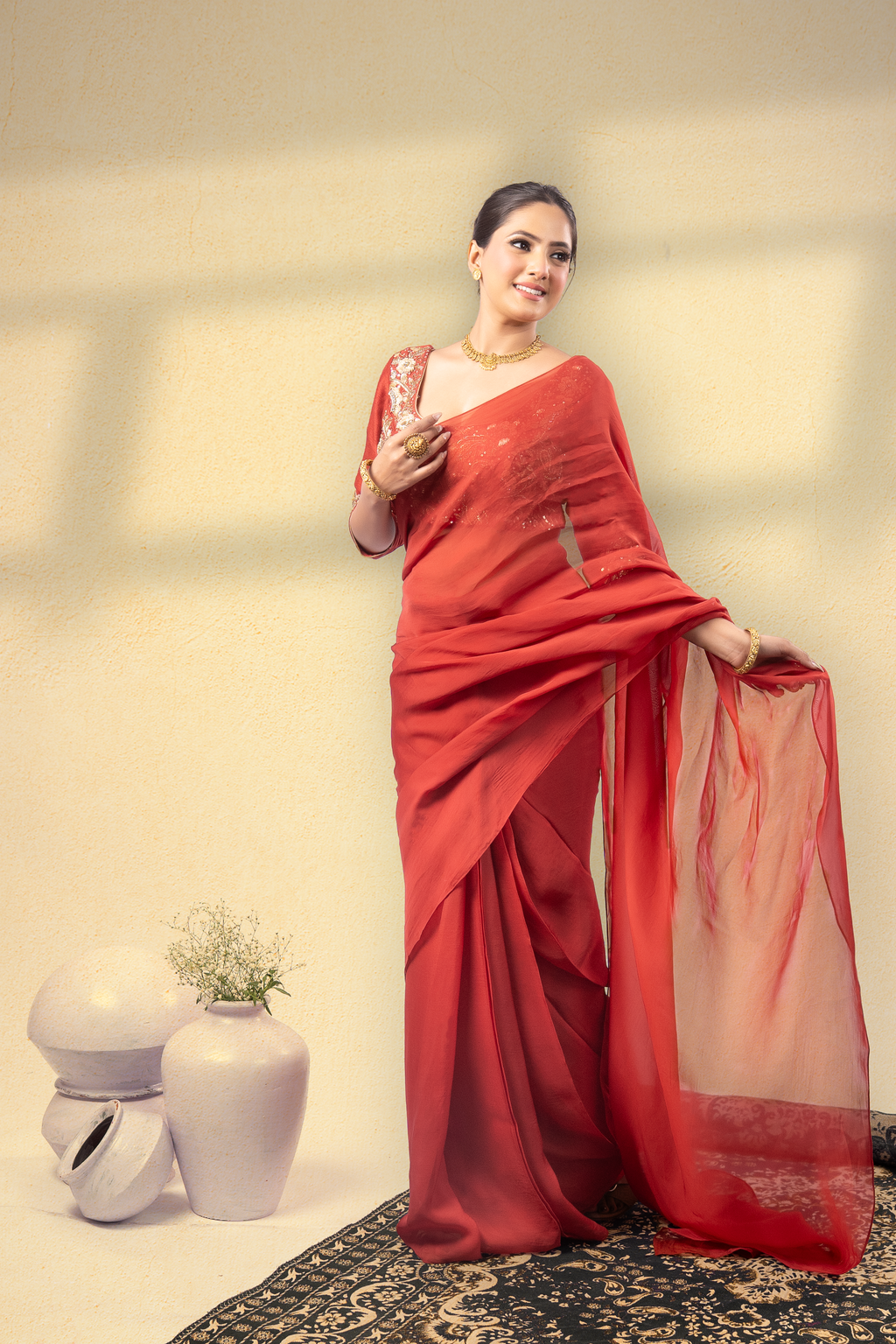 Surkh-E-Noor Drape Saree