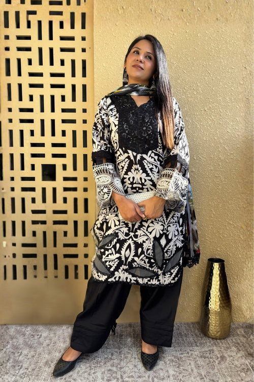 Arezia Noir Lawn Kurta with Farshi Salwar Set