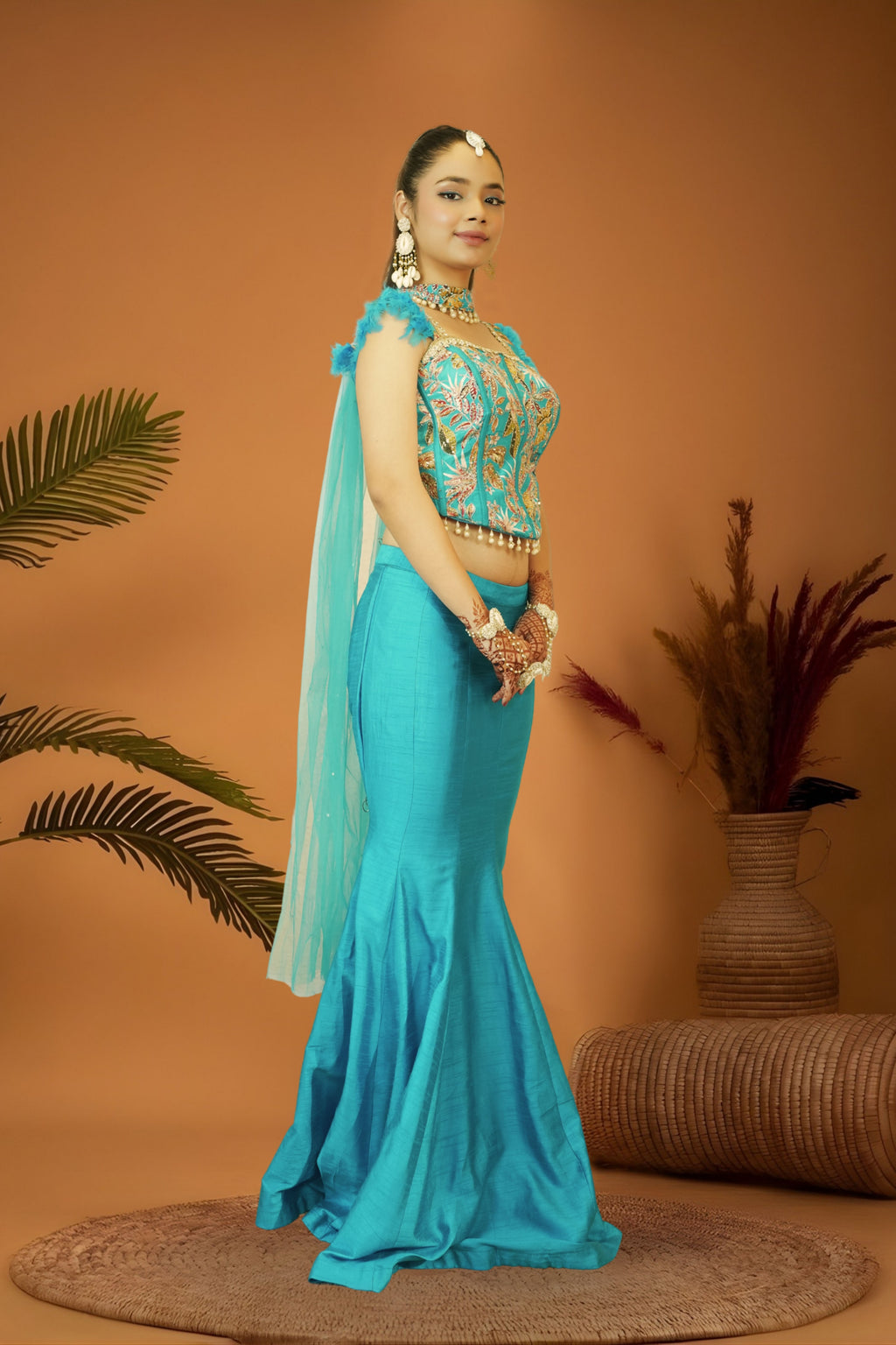 Blue majesty mermaid skirt crop top set