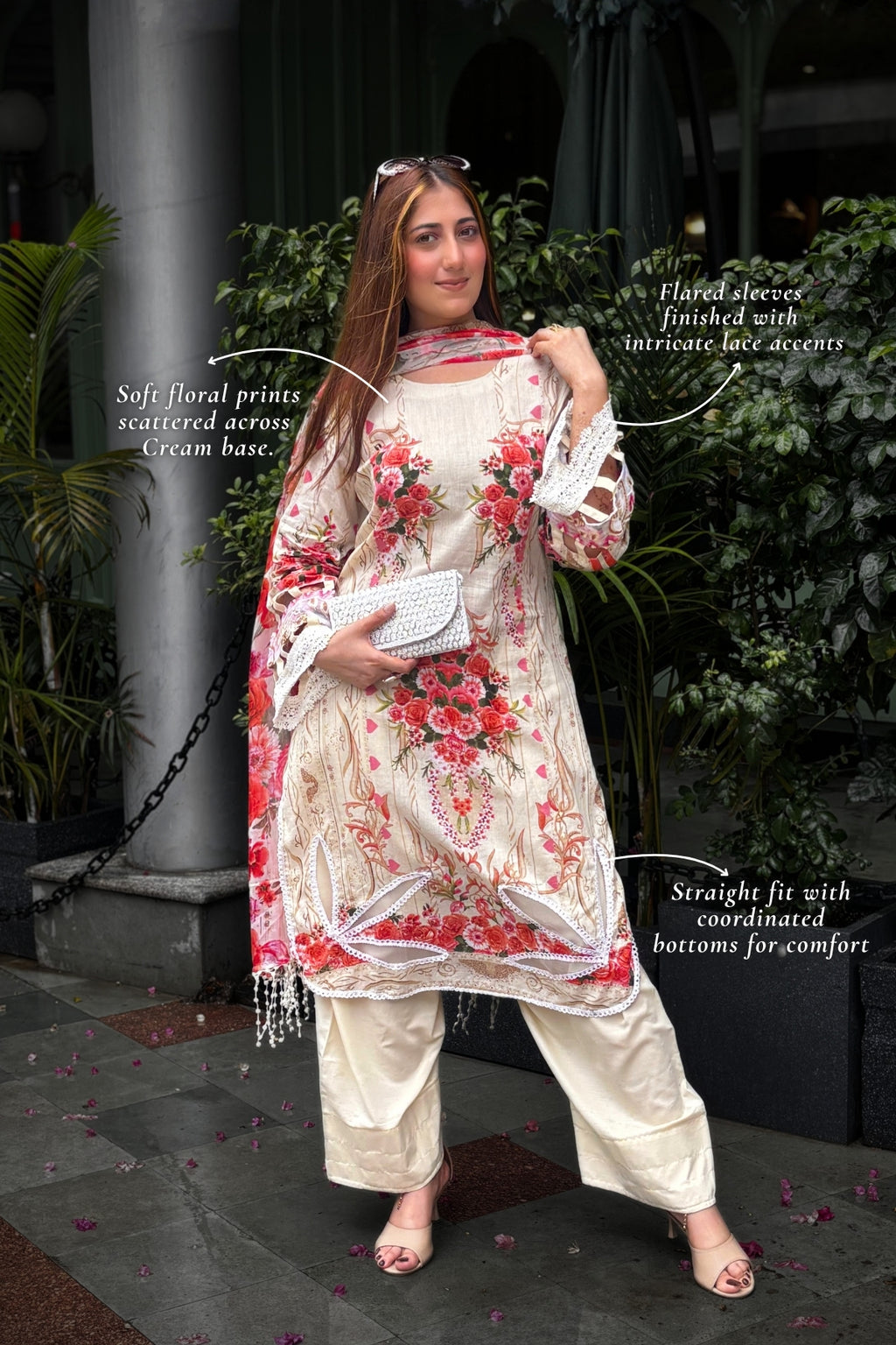 Arezia Cream Lawn Kurta with Farshi Salwar Set