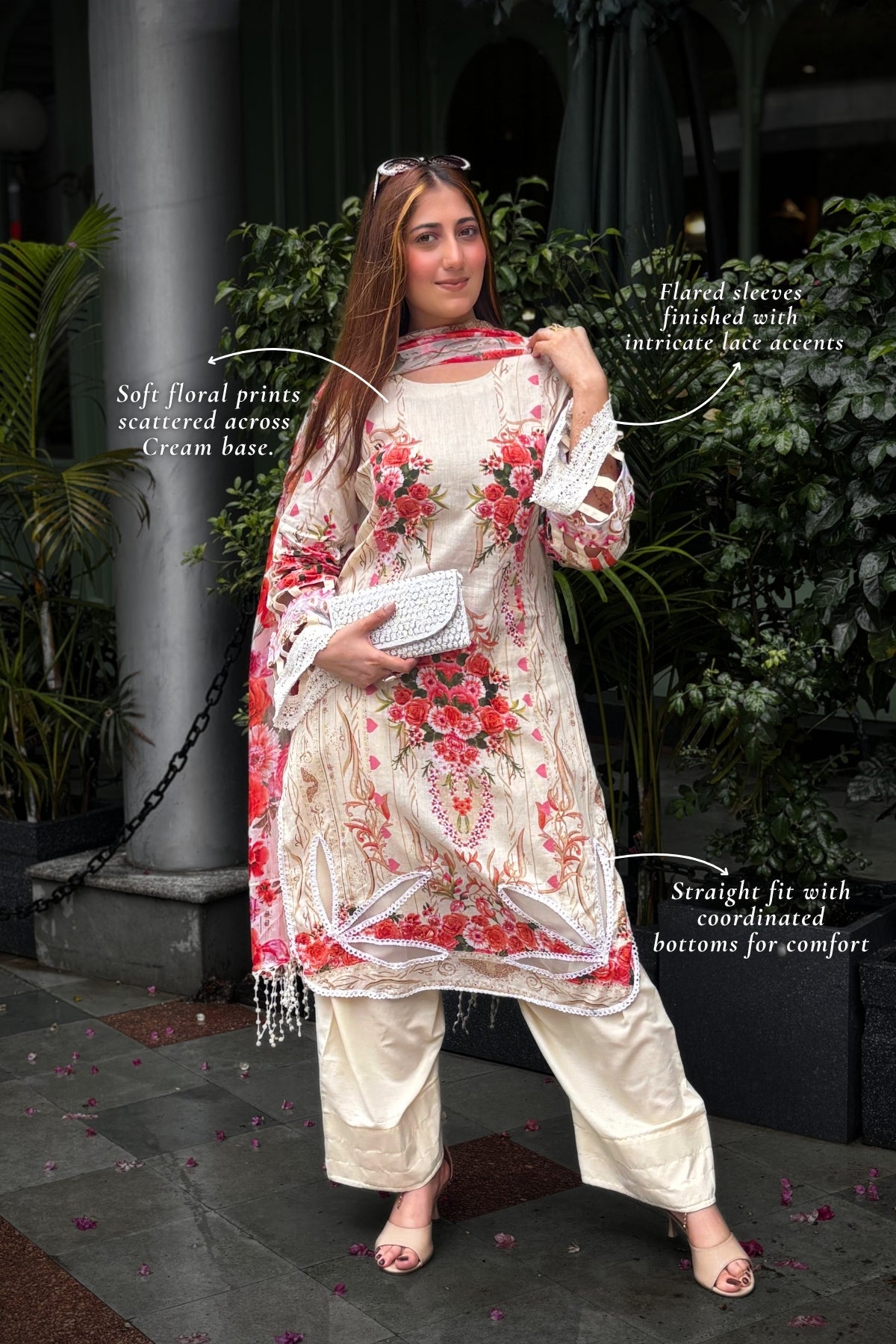 Arezia Cream Lawn Kurta with Farshi Salwar Set