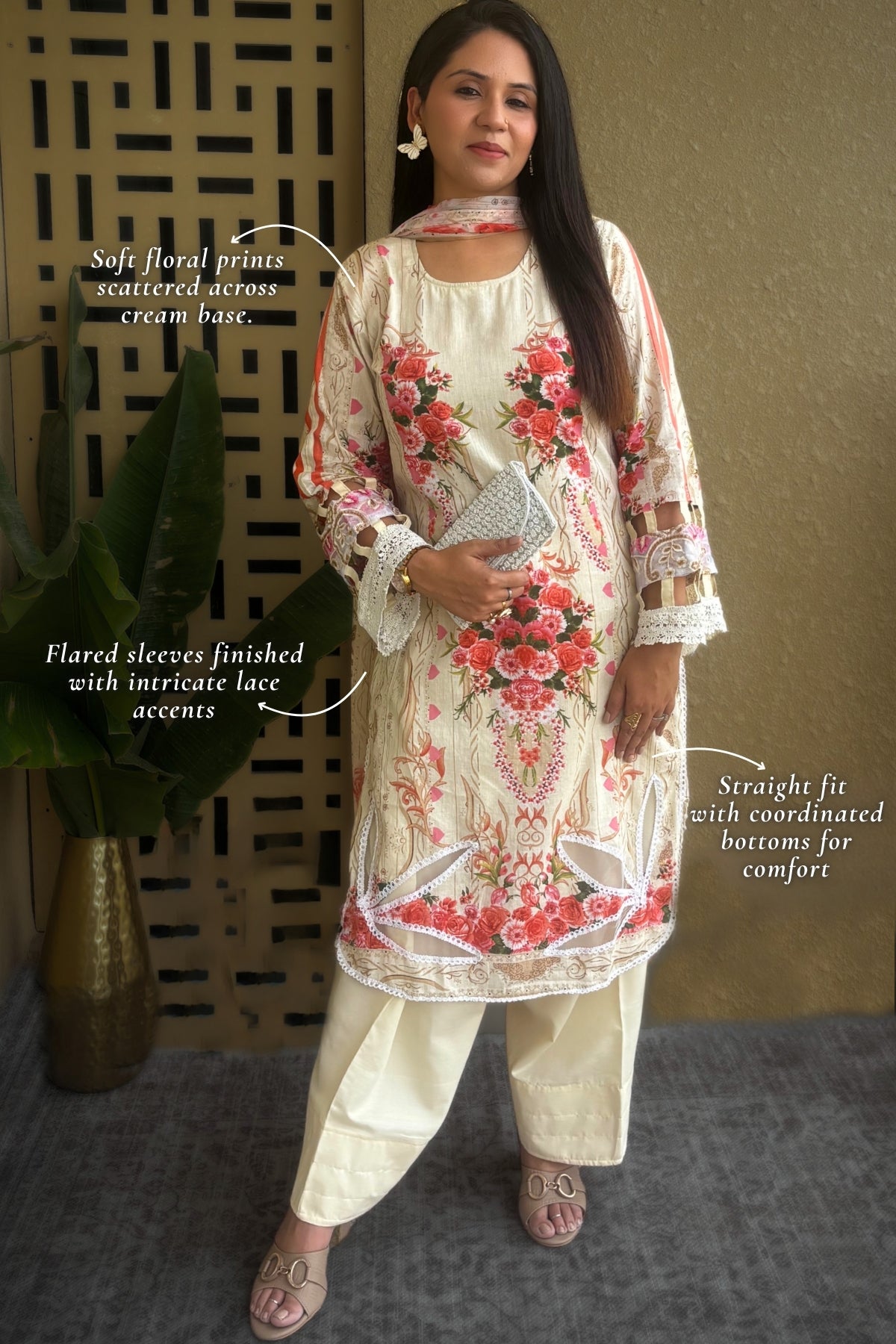 Arezia Cream Lawn Kurta with Farshi Salwar Set