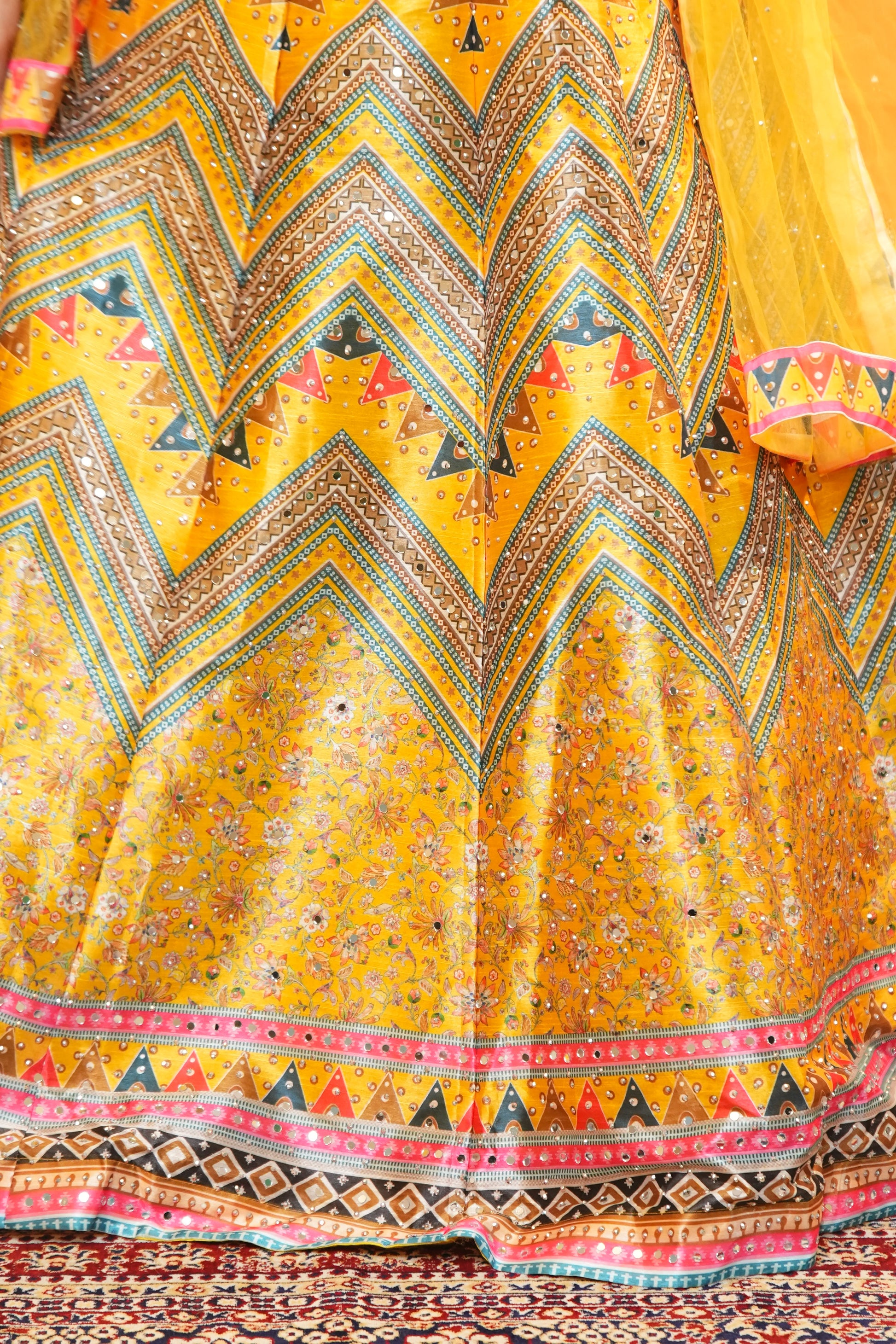 Regal Radiance Mustard Yellow Butter Silk Lehenga Set