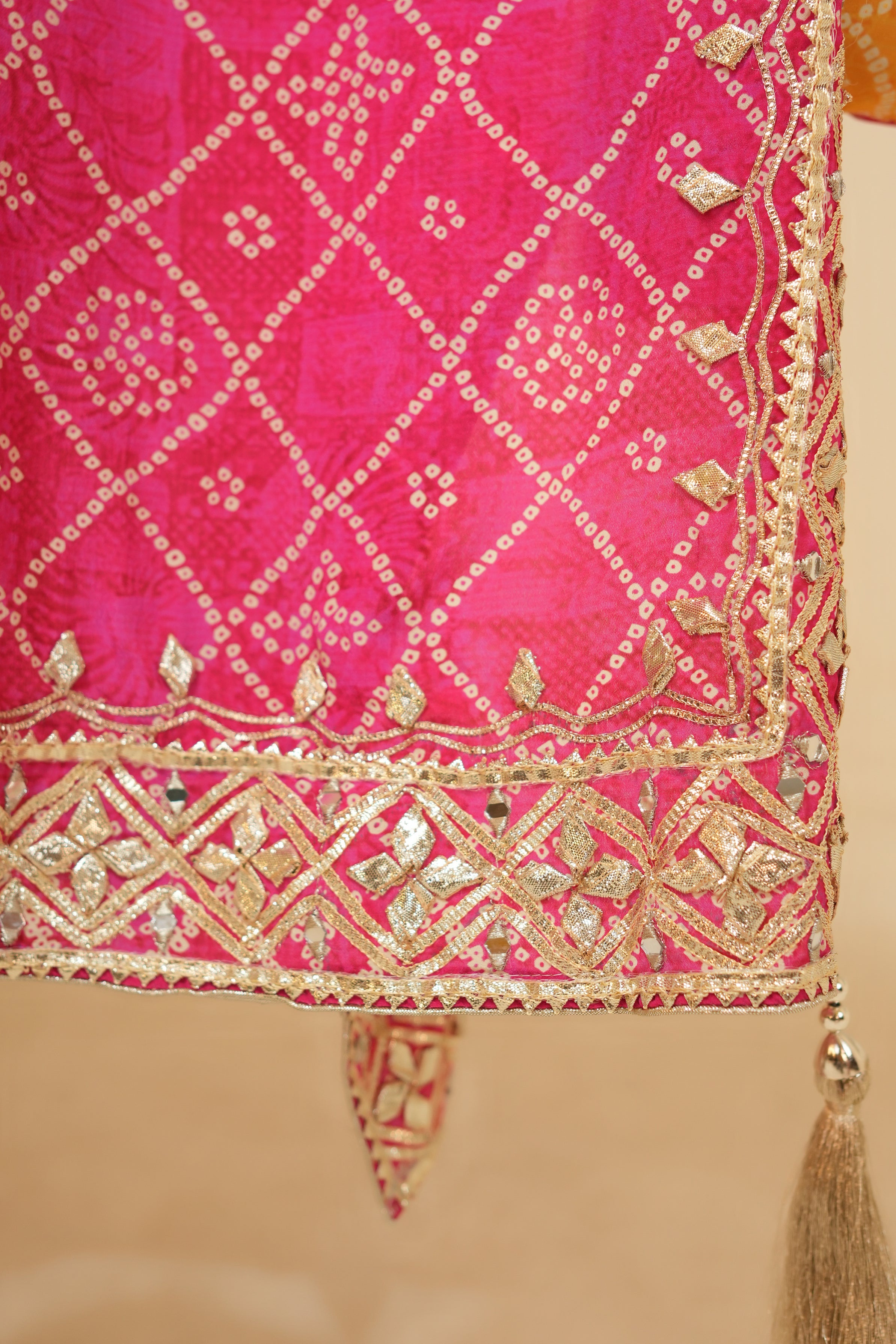Hot Pink Bandhej Ombre Kaftan Set