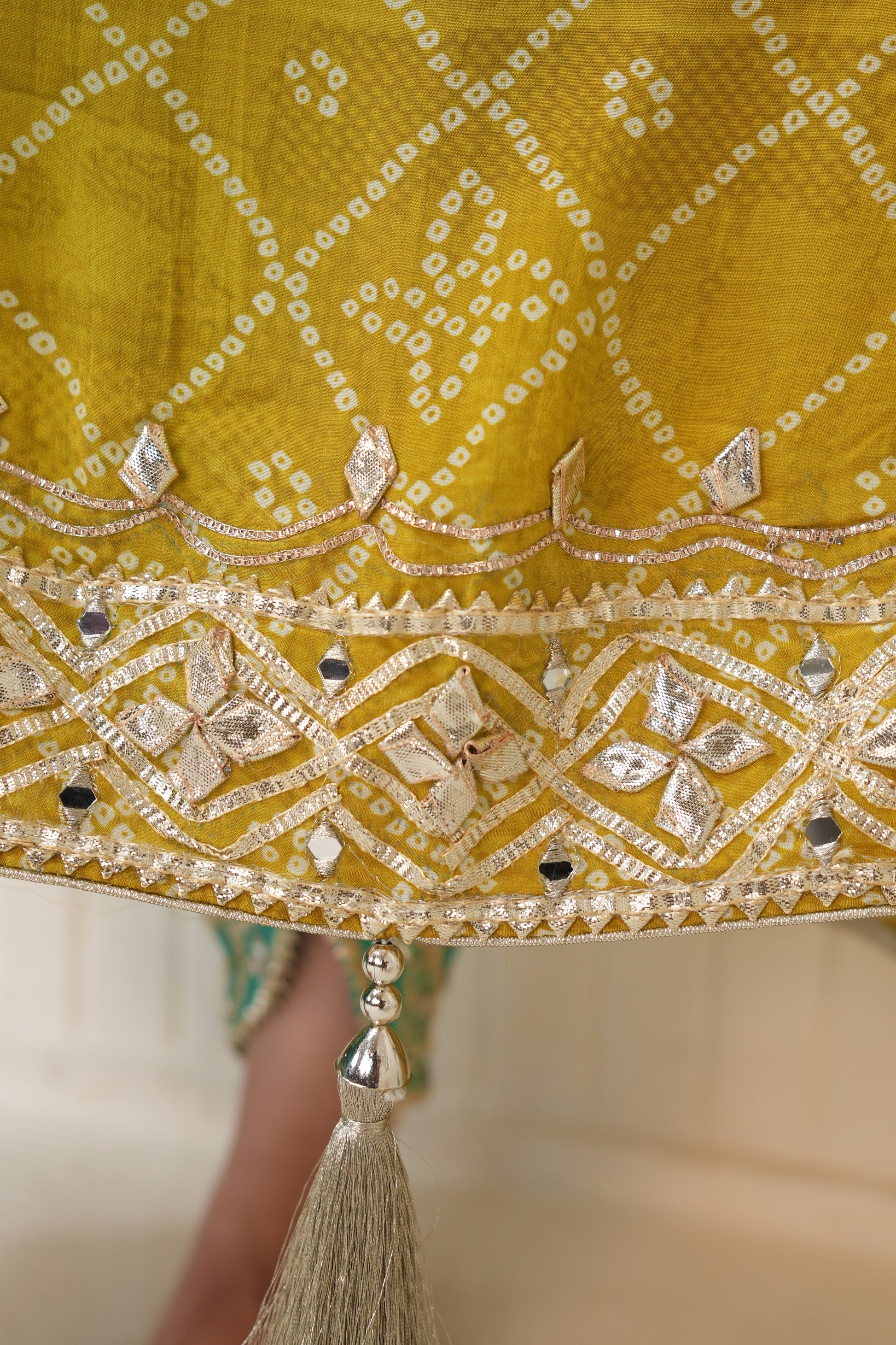 Mustard Yellow Bandhej Ombre Kaftan Set