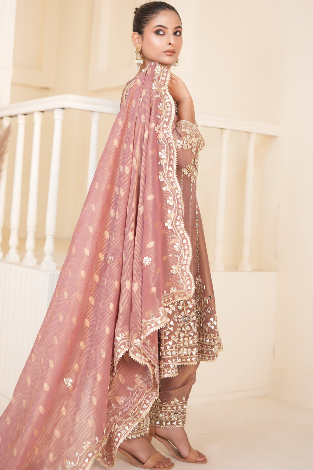 Dusky Mauve Gota Patti Kurta Set