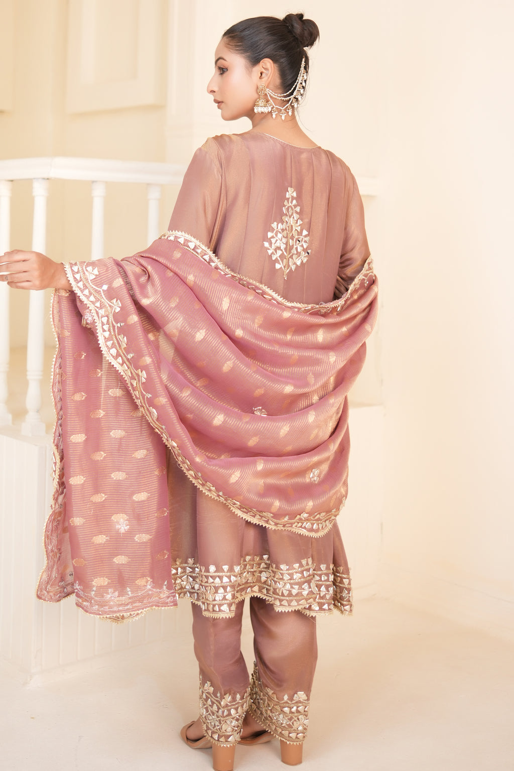 Dusky Mauve Gota Patti Kurta Set