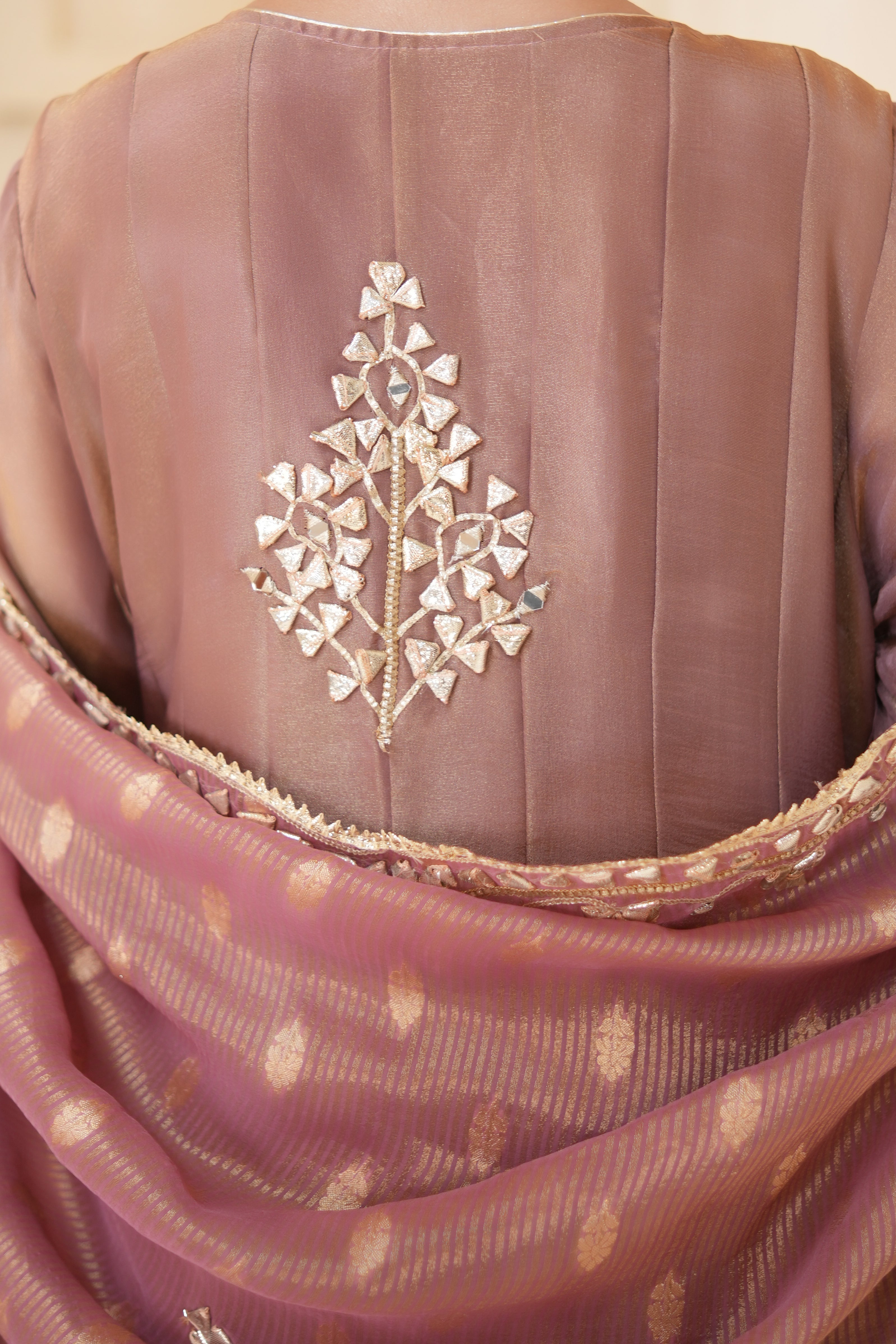 Dusky Mauve Gota Patti Kurta Set