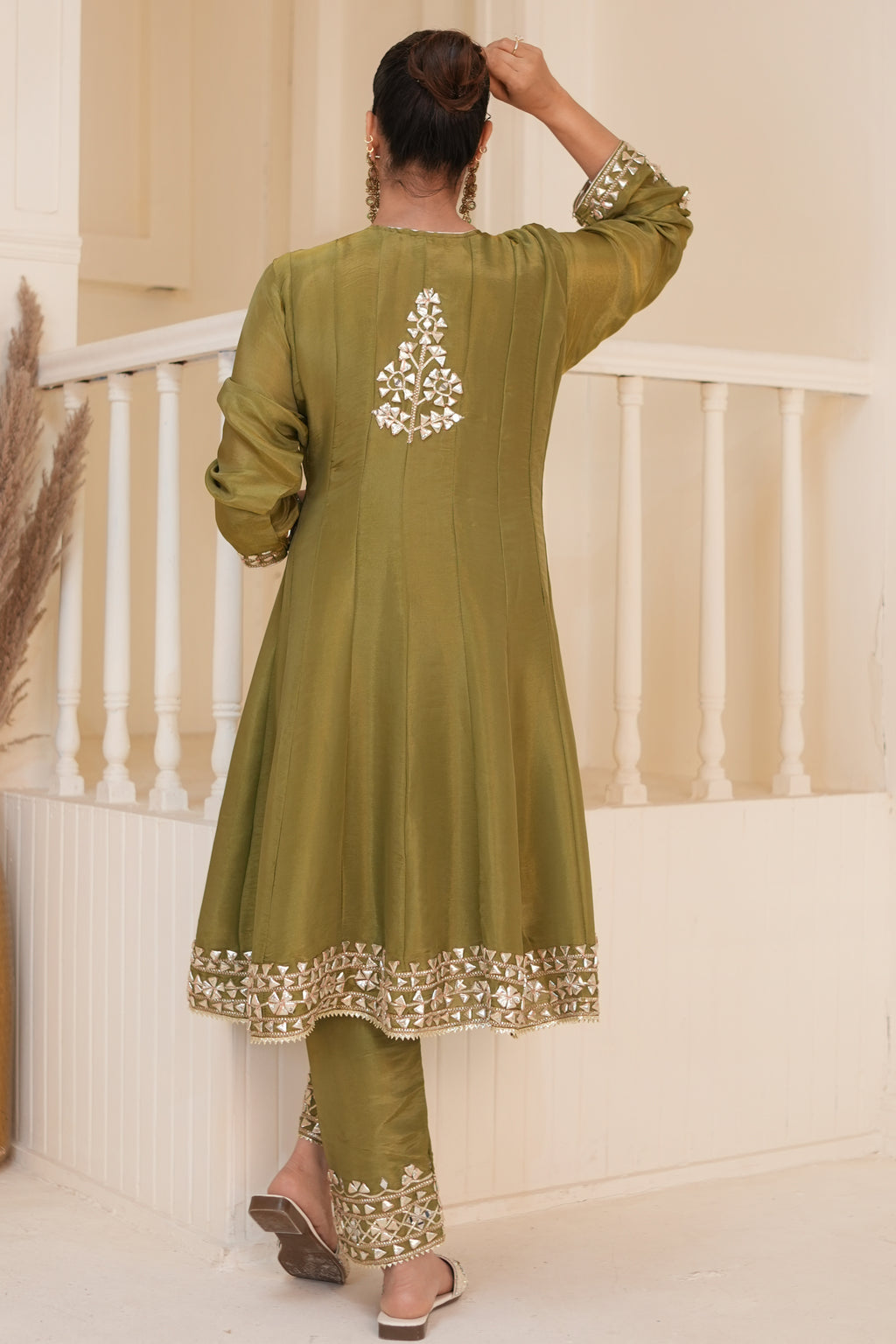 Olive Green Gota Patti Kurta set