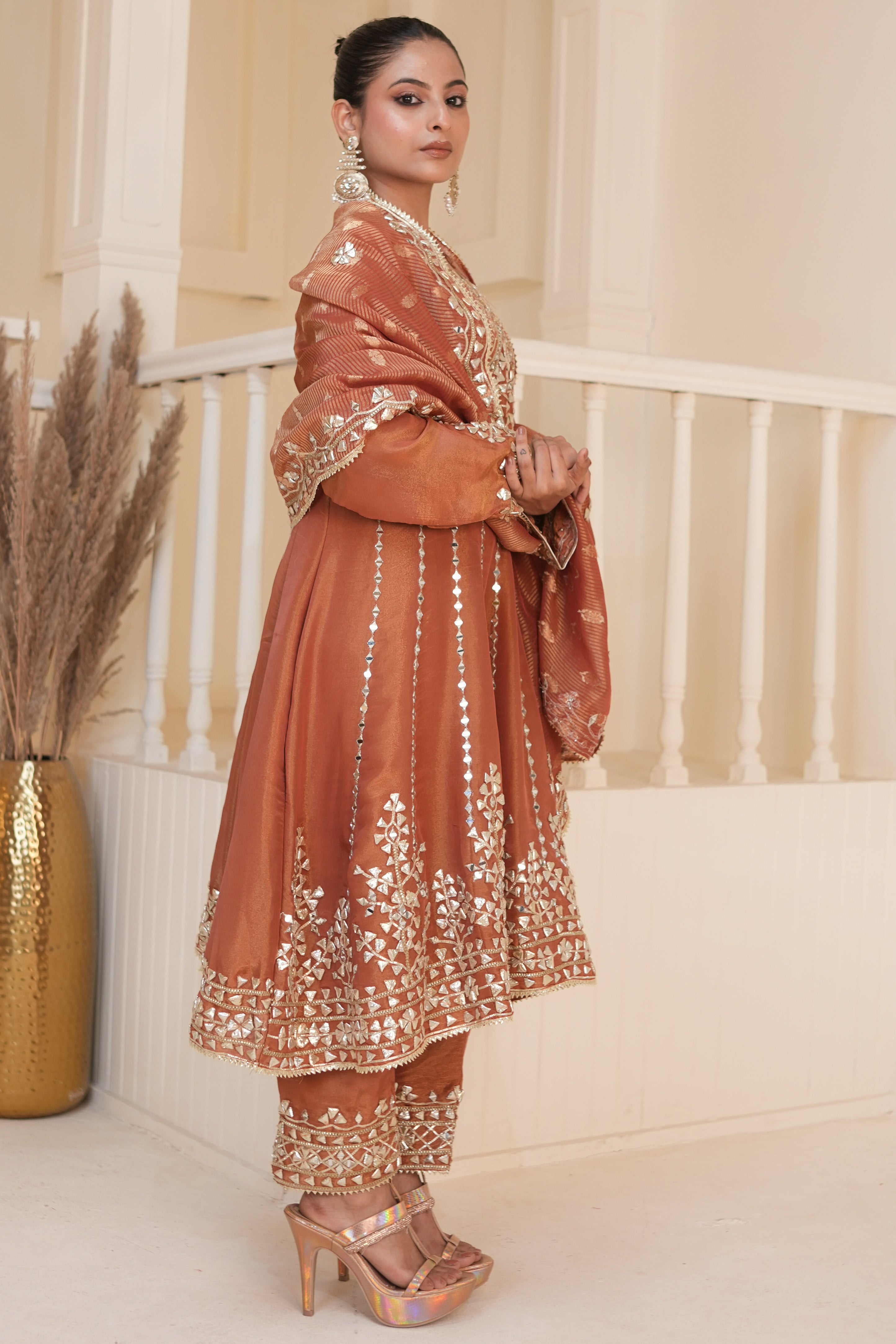 Burnt Terracota Gota Patti Kurta Set