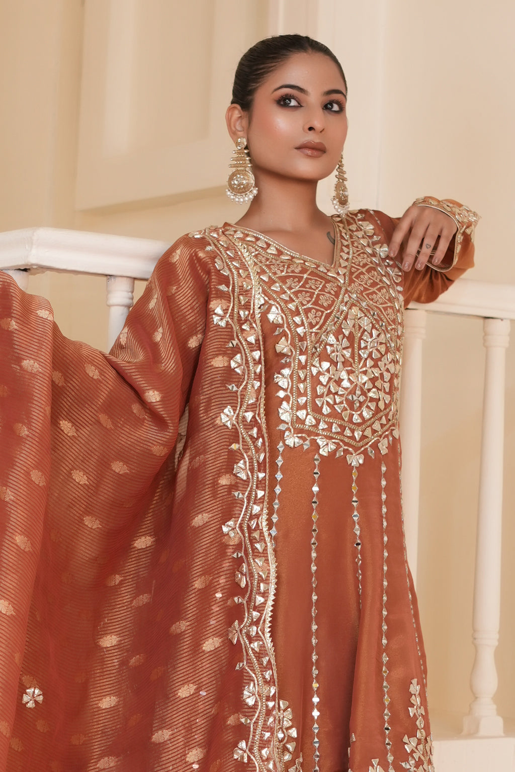 Burnt Terracota Gota Patti Kurta Set