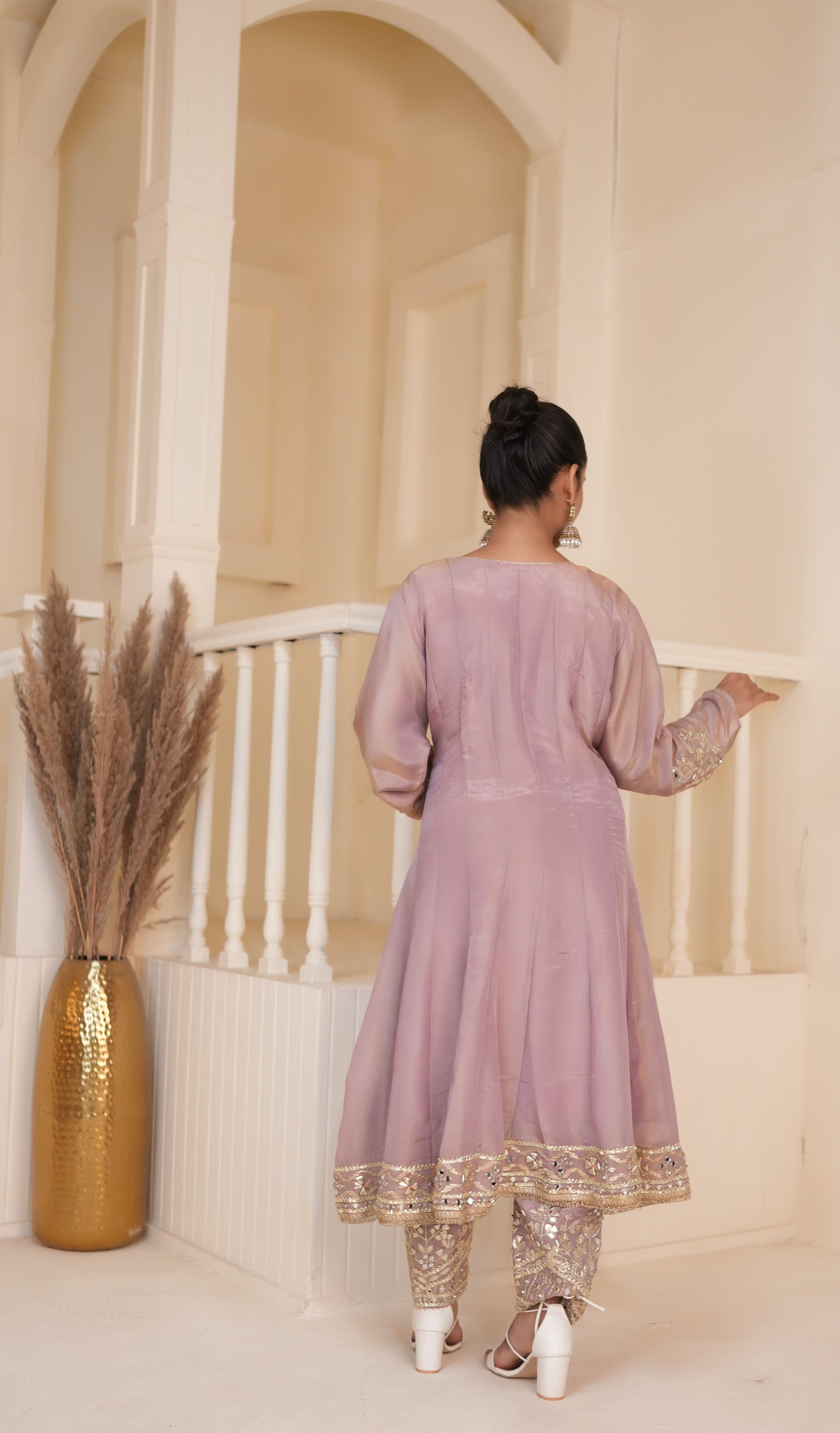 Dusky Lavender Mauve Gotta Patti Kurta Set