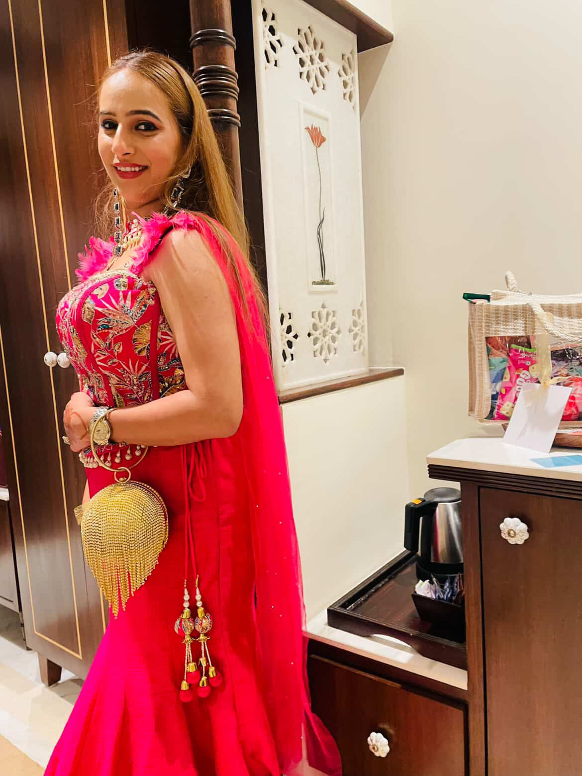 Fushcia Pink Corset Blouse Mermaid Skirt Set