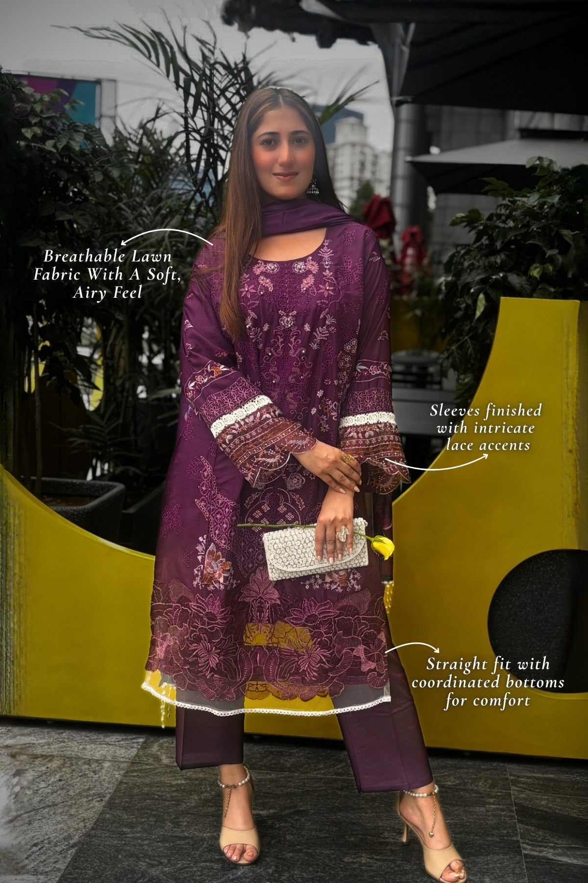Gulrukh - Minty Jamun Lawn Suit Set
