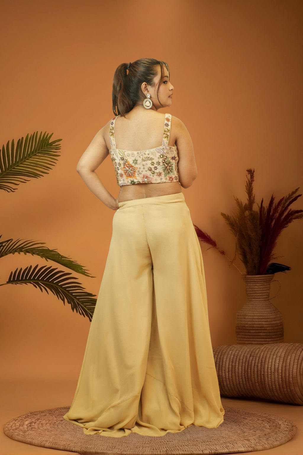 Mustard Gold Corset Top Plazzo Set