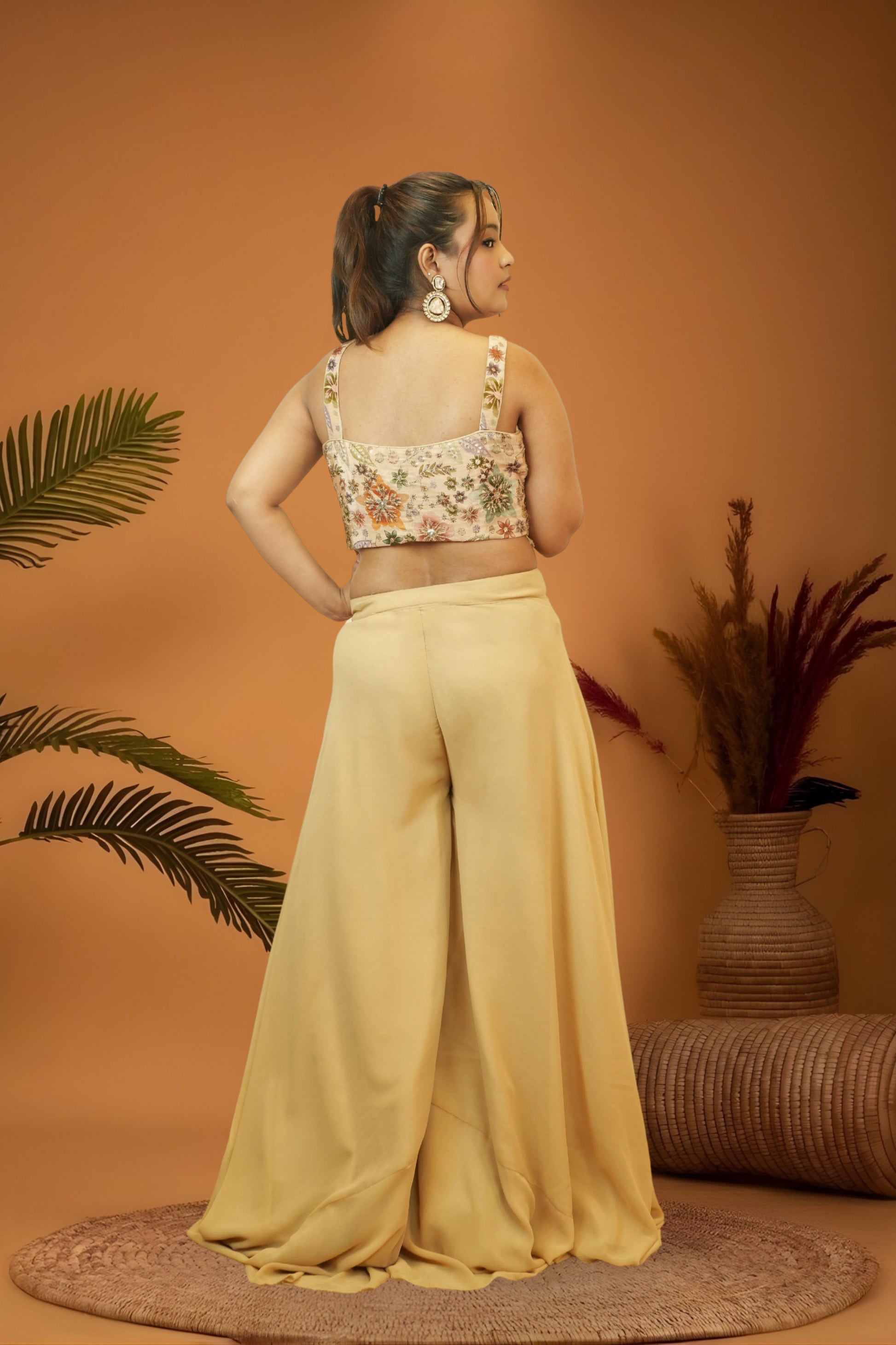 Mustard Gold Corset Top Plazzo Set