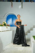 Midnight Elegance – Black Net Drape Saree Set