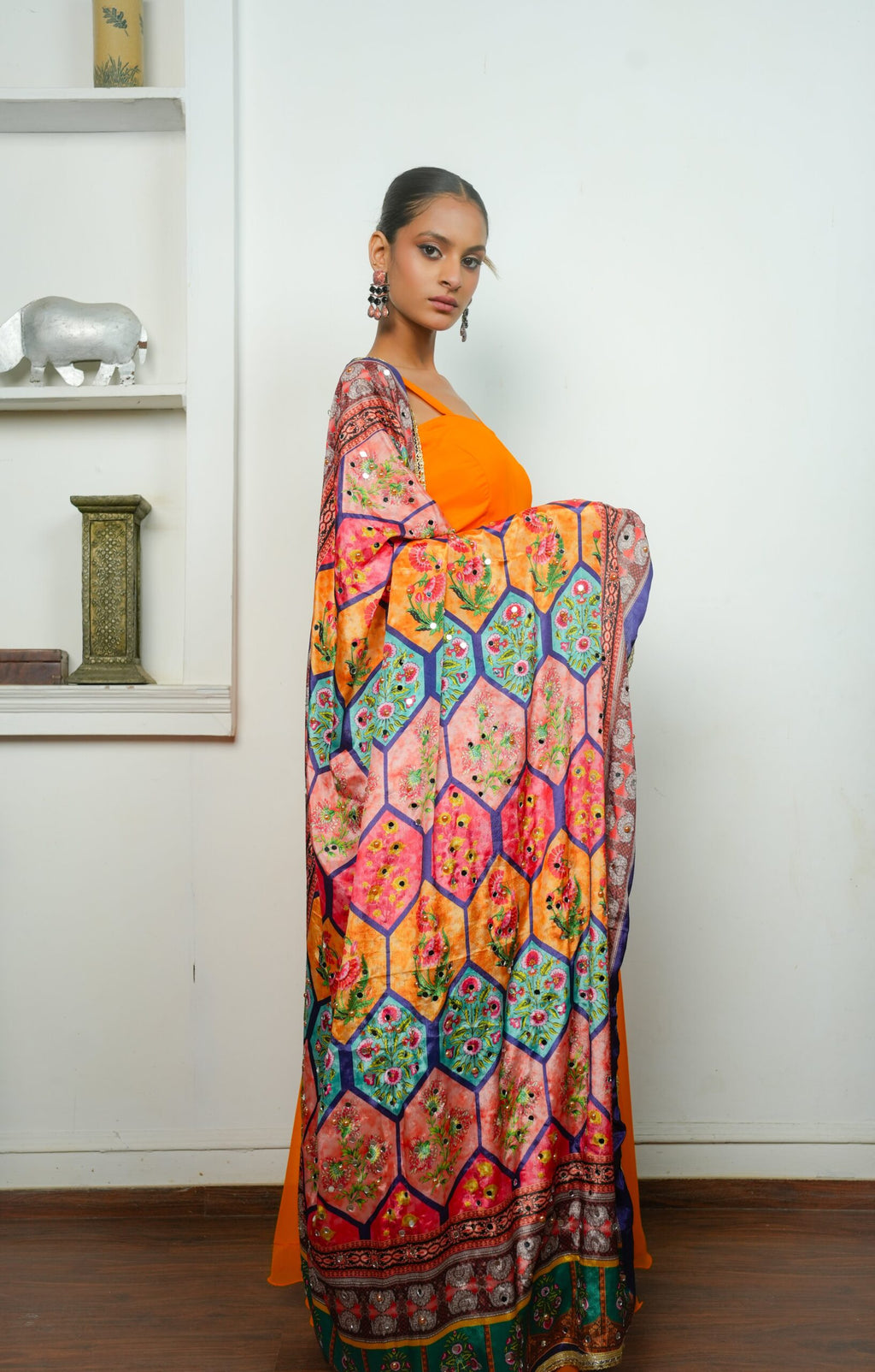 Vibrant Orange Anarkali suit