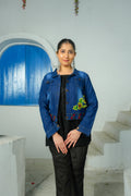 Hand Embroidered Dark Blue Denim Jacket