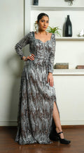 Silver Moonlight – Grey Embellished Gown