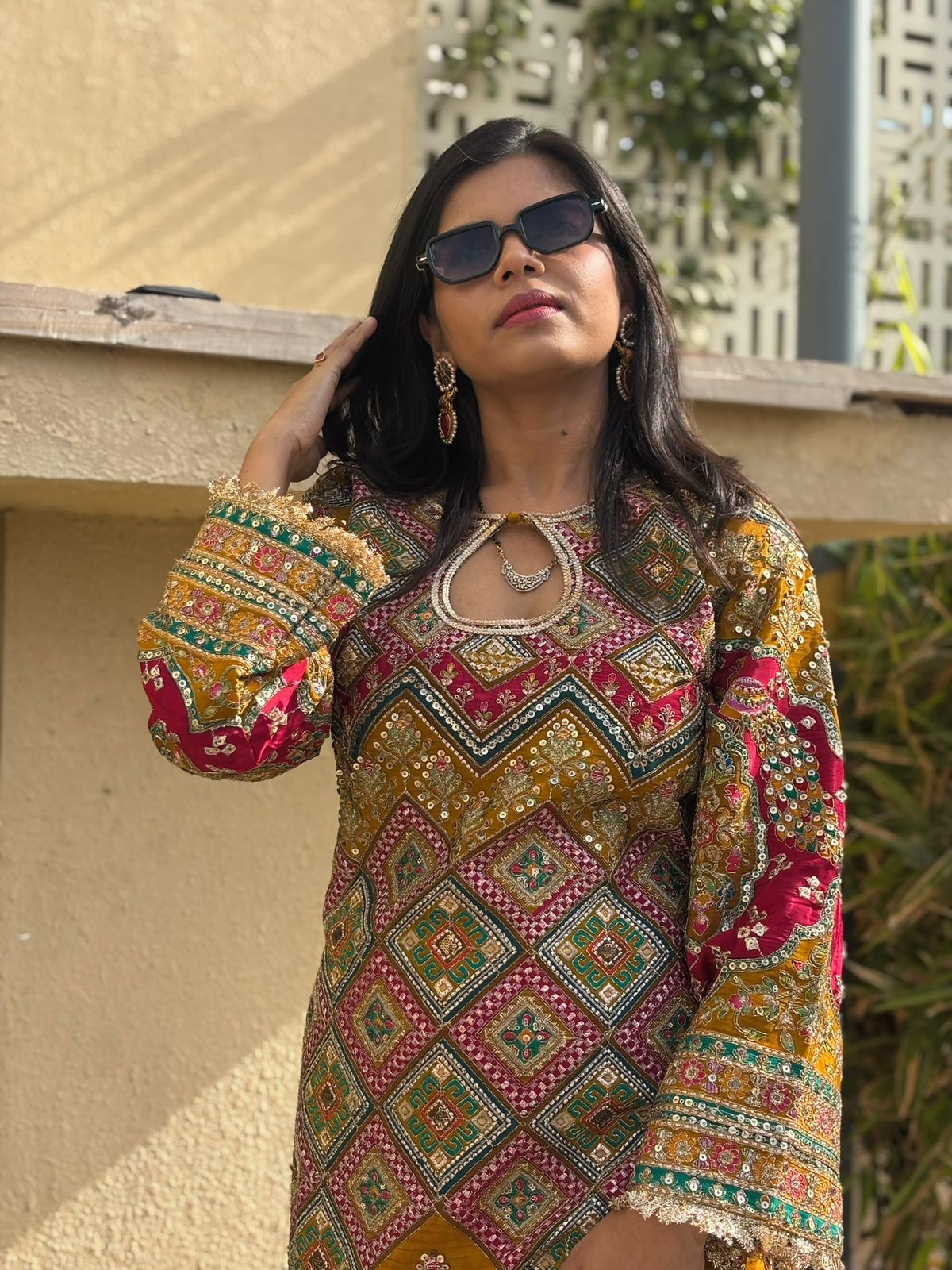 Zard Noor Position Printed Embroidered Kaftan