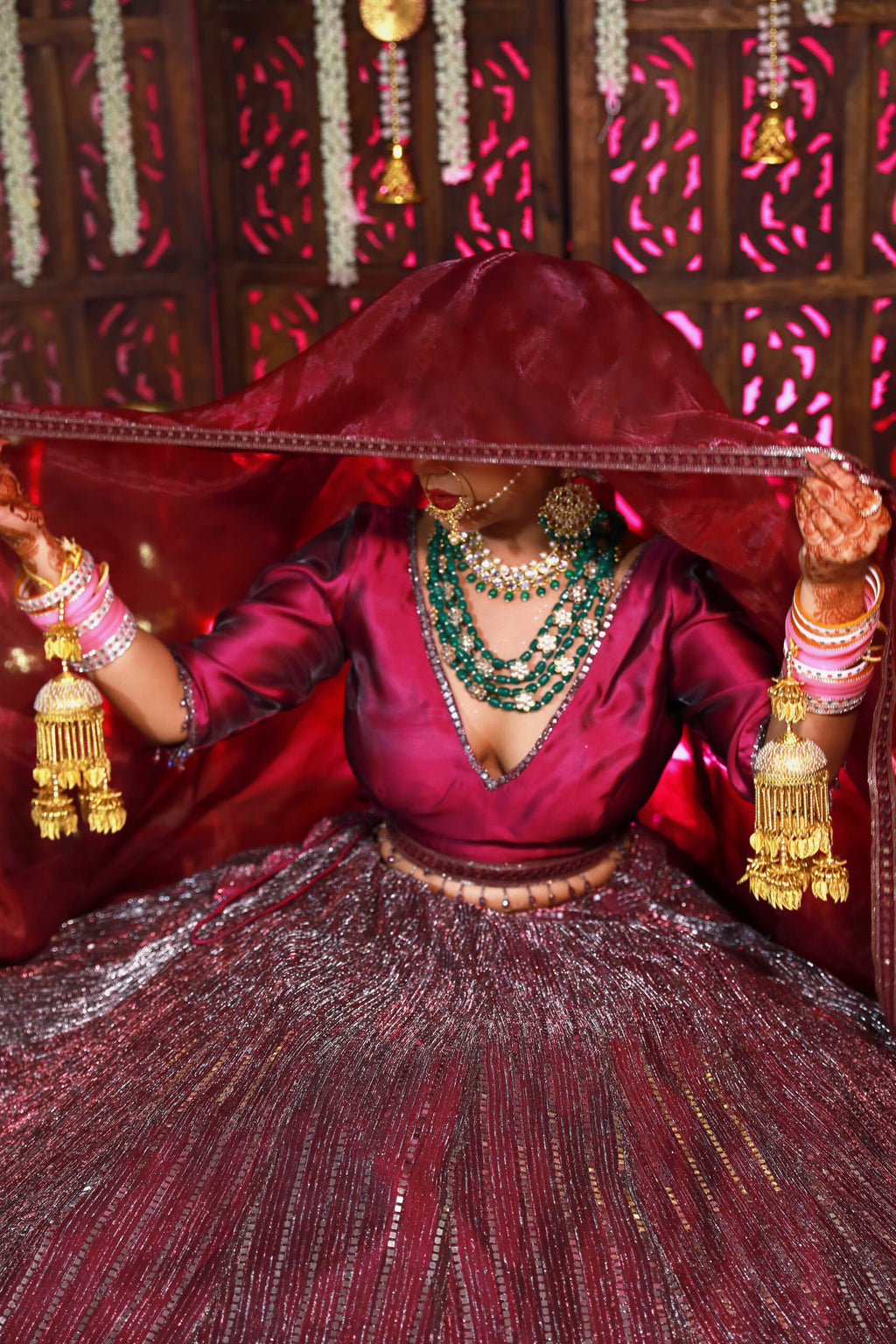 Majestic Dark Wine Bridal Lehenga