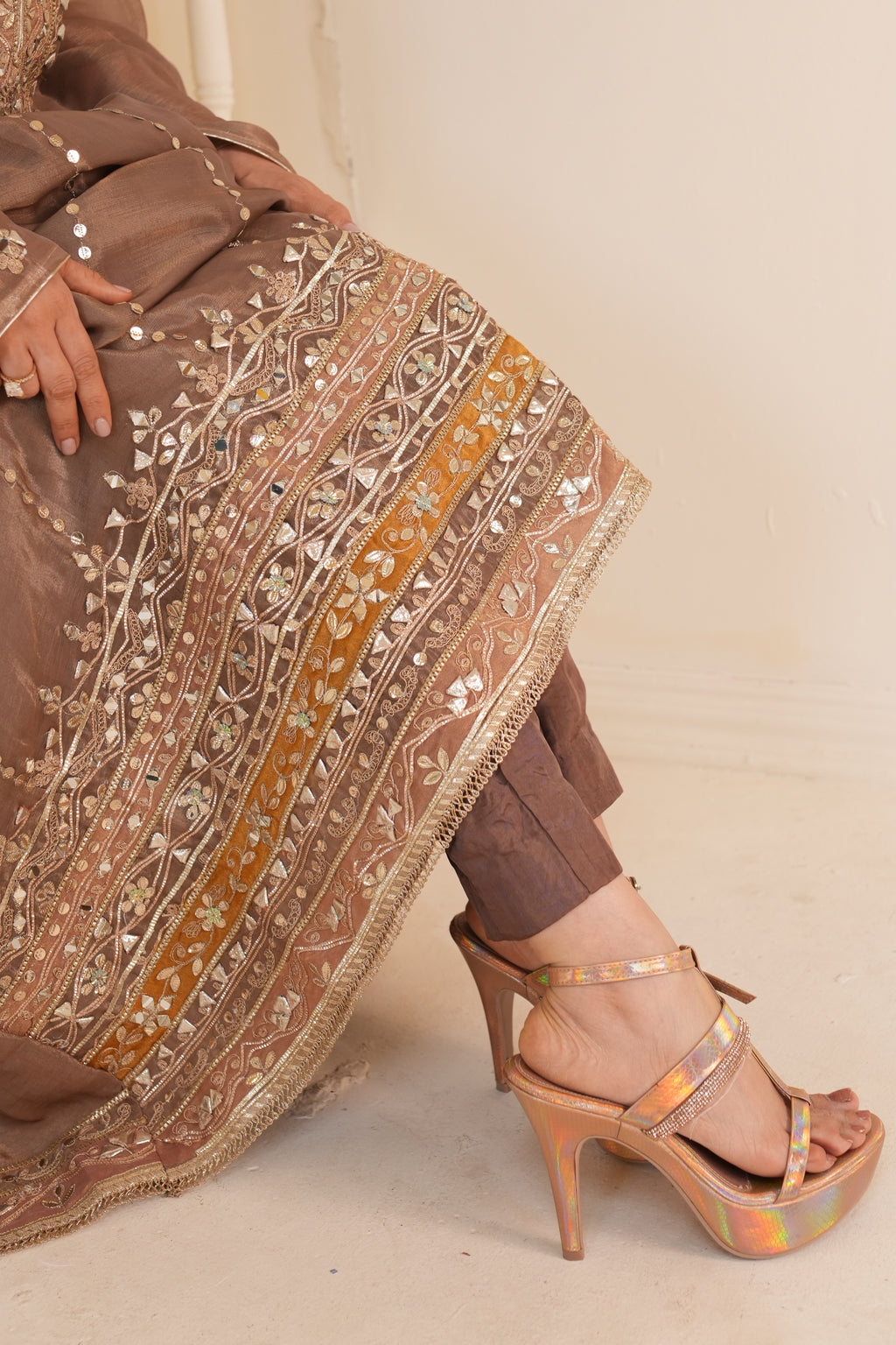 Mocha Noor Anarkali Set