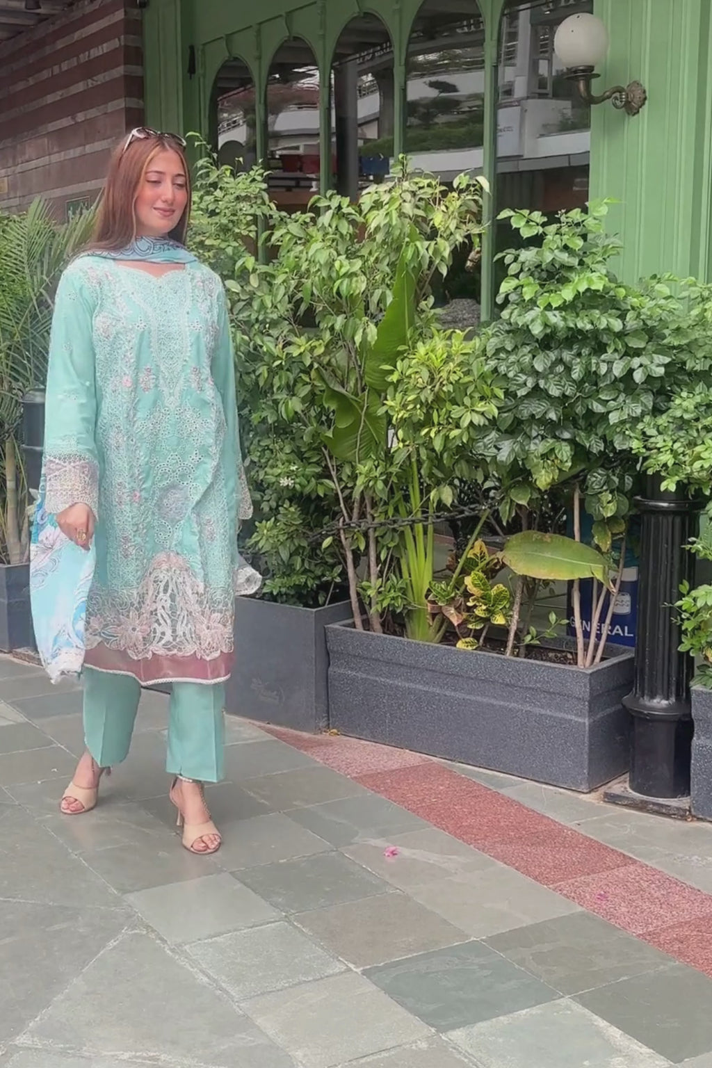 Gulrukh - Aqua Mint Lawn Suit Set