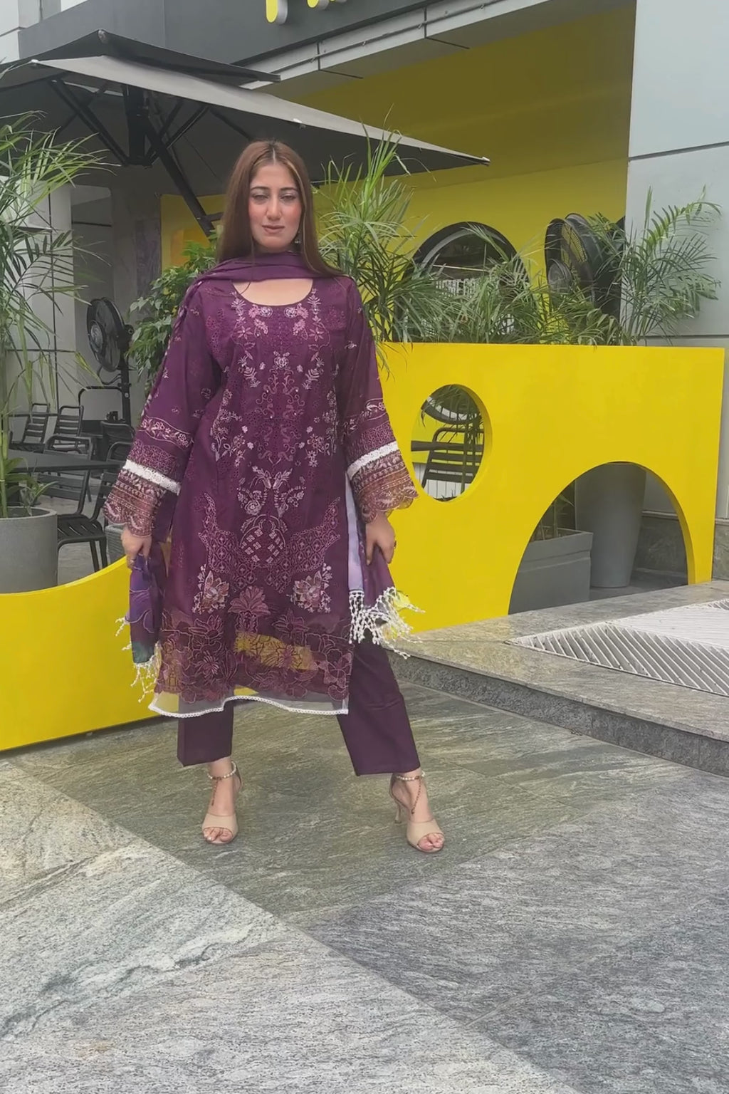 Gulrukh - Minty Jamun Lawn Suit Set